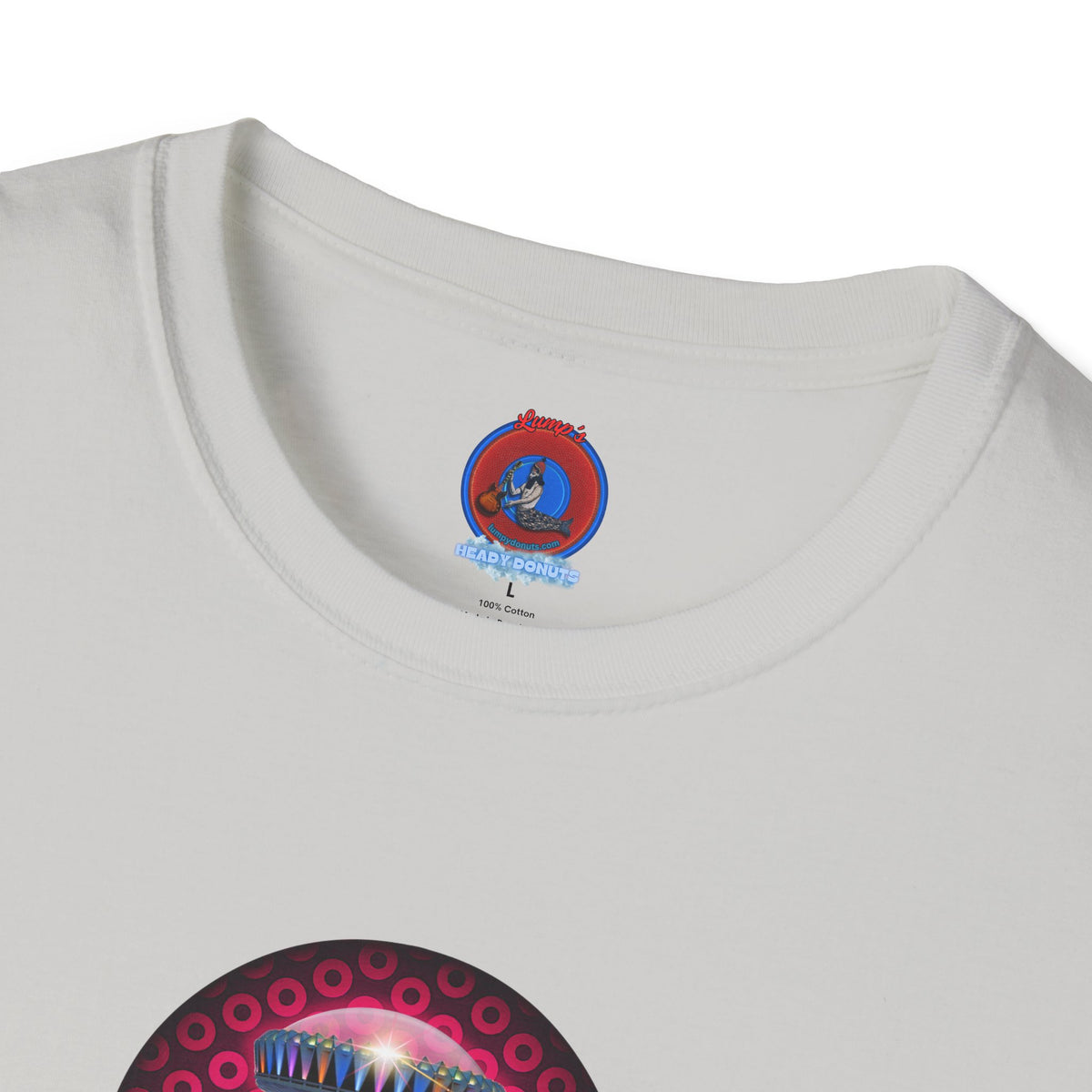 Classic Donut Tee - Unisex Soft-Style - "Donuts now Served on the Mothership" - series 1.0  - variant 2  - red/red paradoxical donut