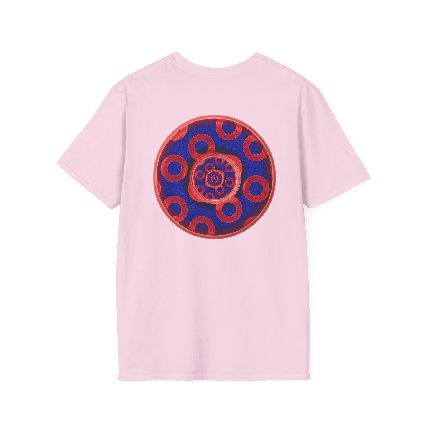 Classic Donut Tee - Unisex Soft-Style - "Kaleidoscope Abyss of Donut" - paradoxical print - variant 2 - series 1.0 - donut vortex - red/blue
