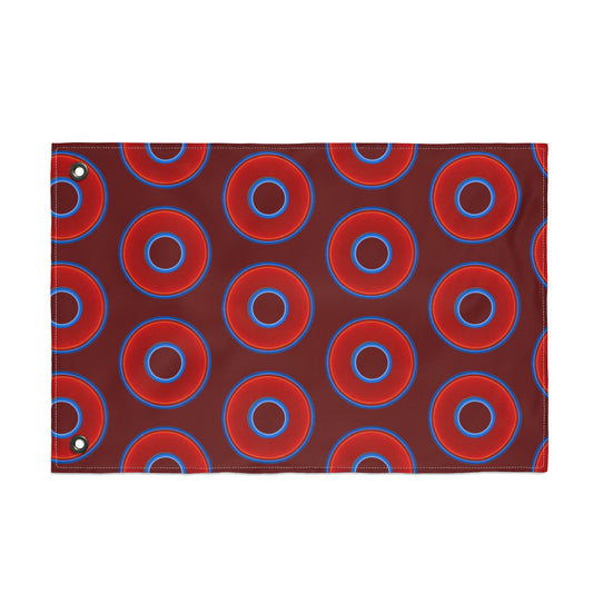 Lumpy Flagpole Sitters - Donut Flags [12" x 18"] - red vivid donut print w/dark crimson background