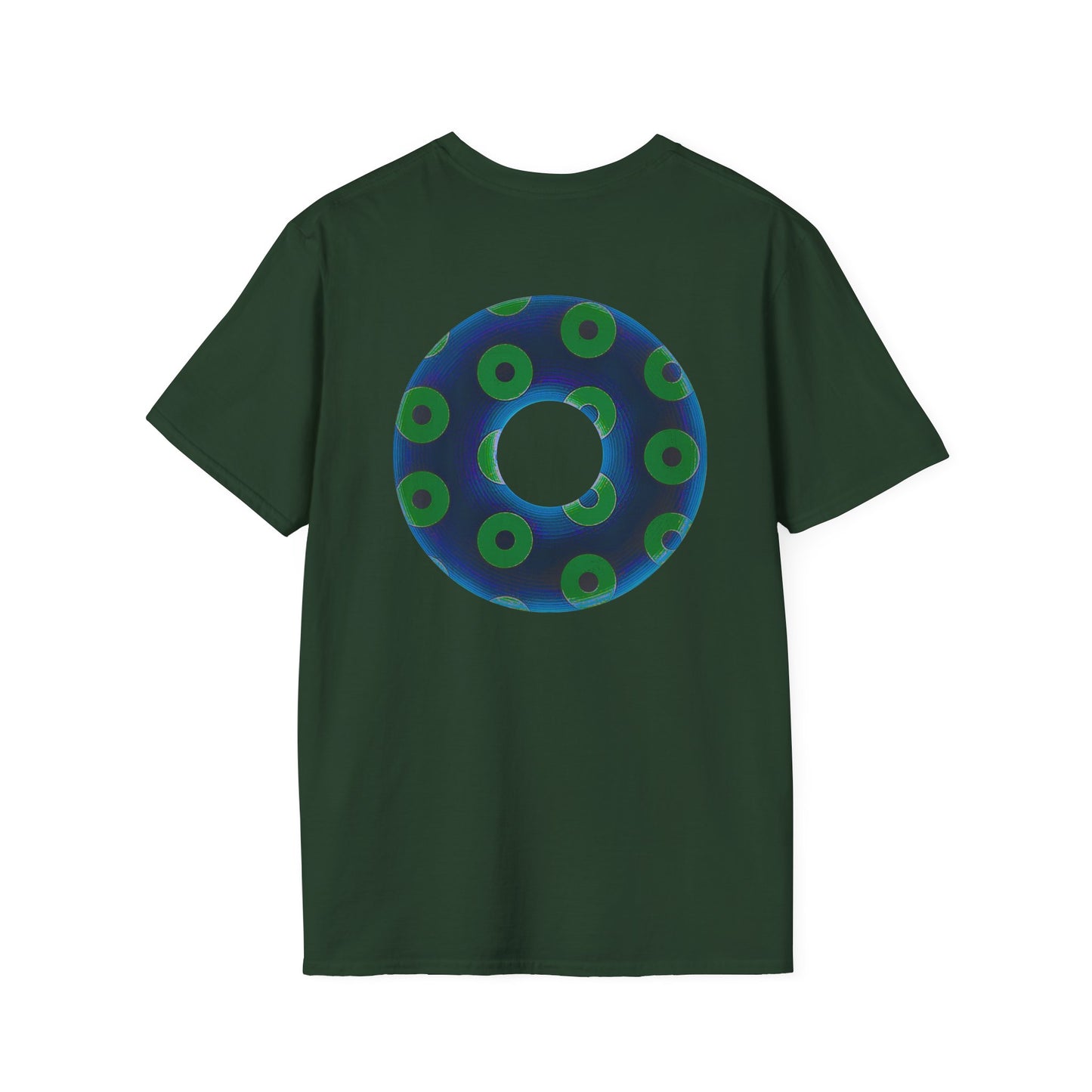 Plain Donuts/Unisex Soft-Style - "Plain Blimpy Paradoxical Donuts" - dark blue/lime green donuts