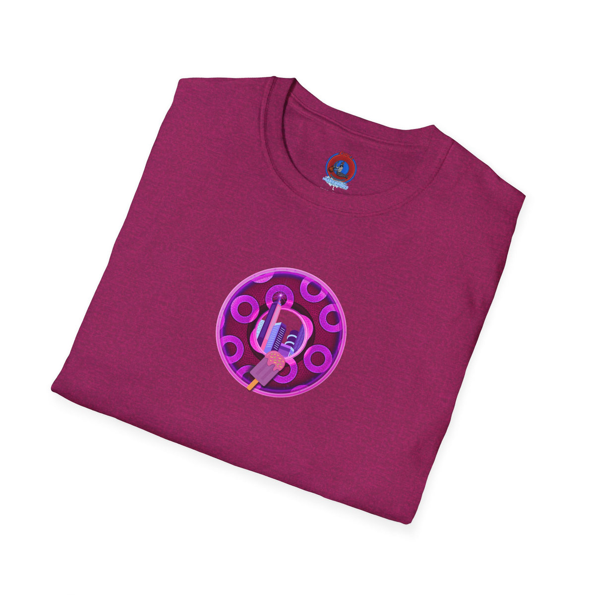 Classic Donut Tee - Unisex Soft-Style - "It's Ice Cream Popsicles - YEMSG Donut" - purple/magenta paradox donut - variant 2