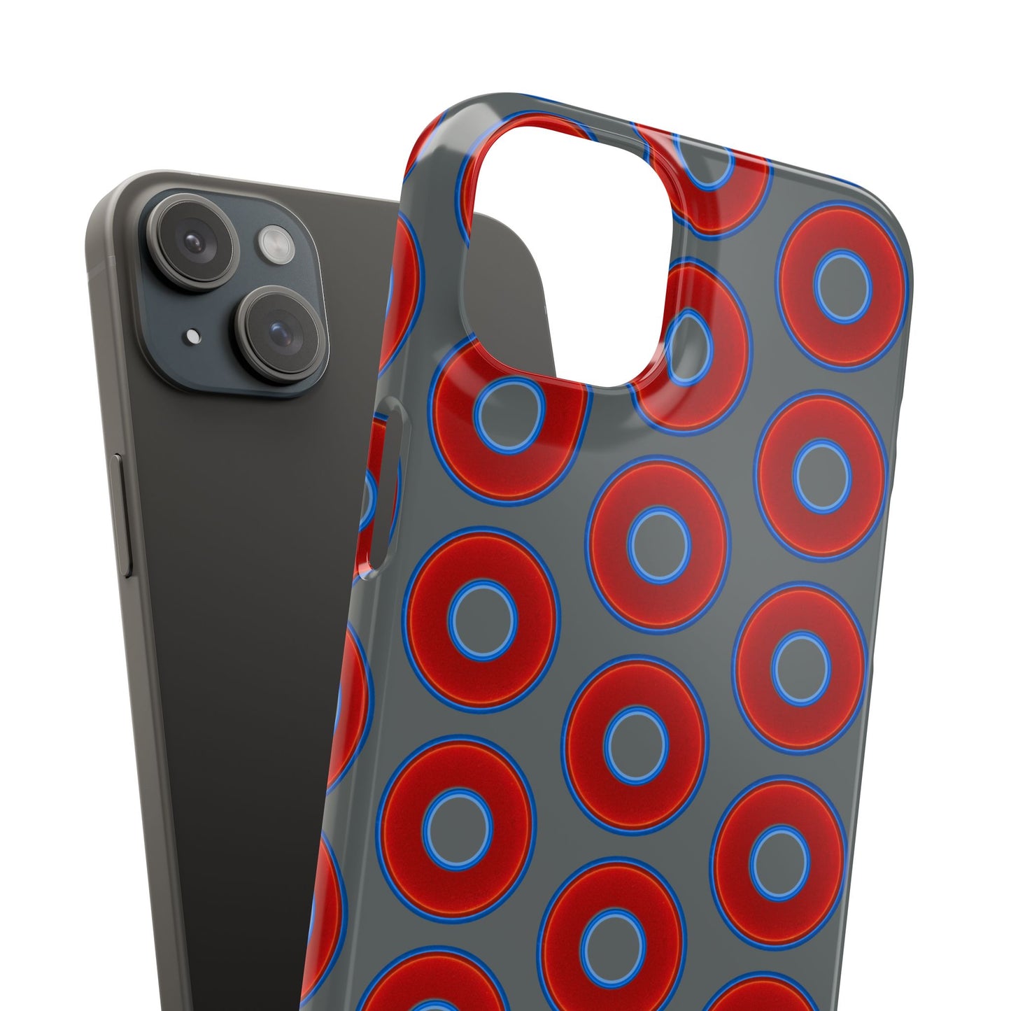 Lumpy Donut Snap Case - red vivid donut print w/dark gray background