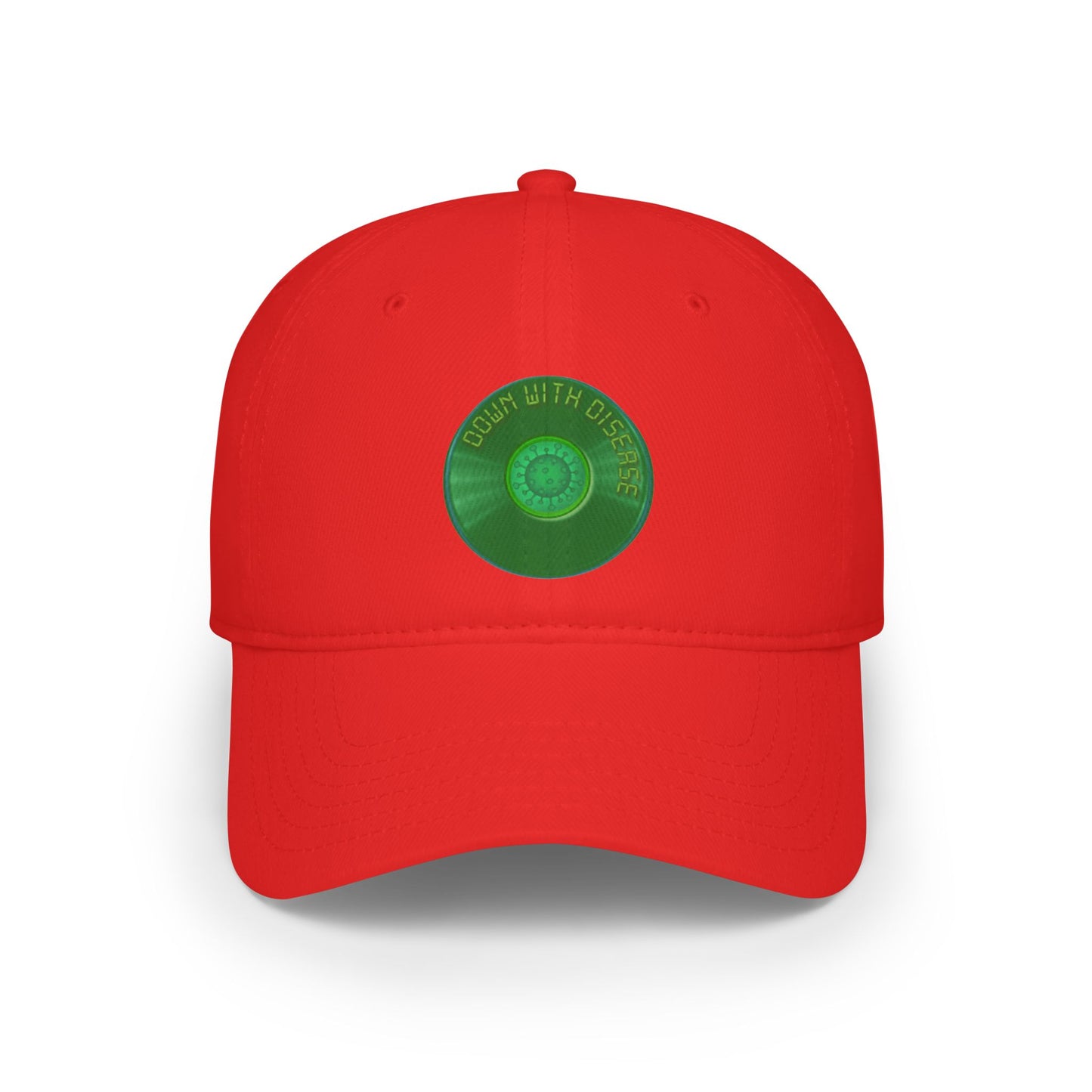 Lumpy Donut Baseball Cap - "Down with this Baseball Cap" - vivid green record donut w/