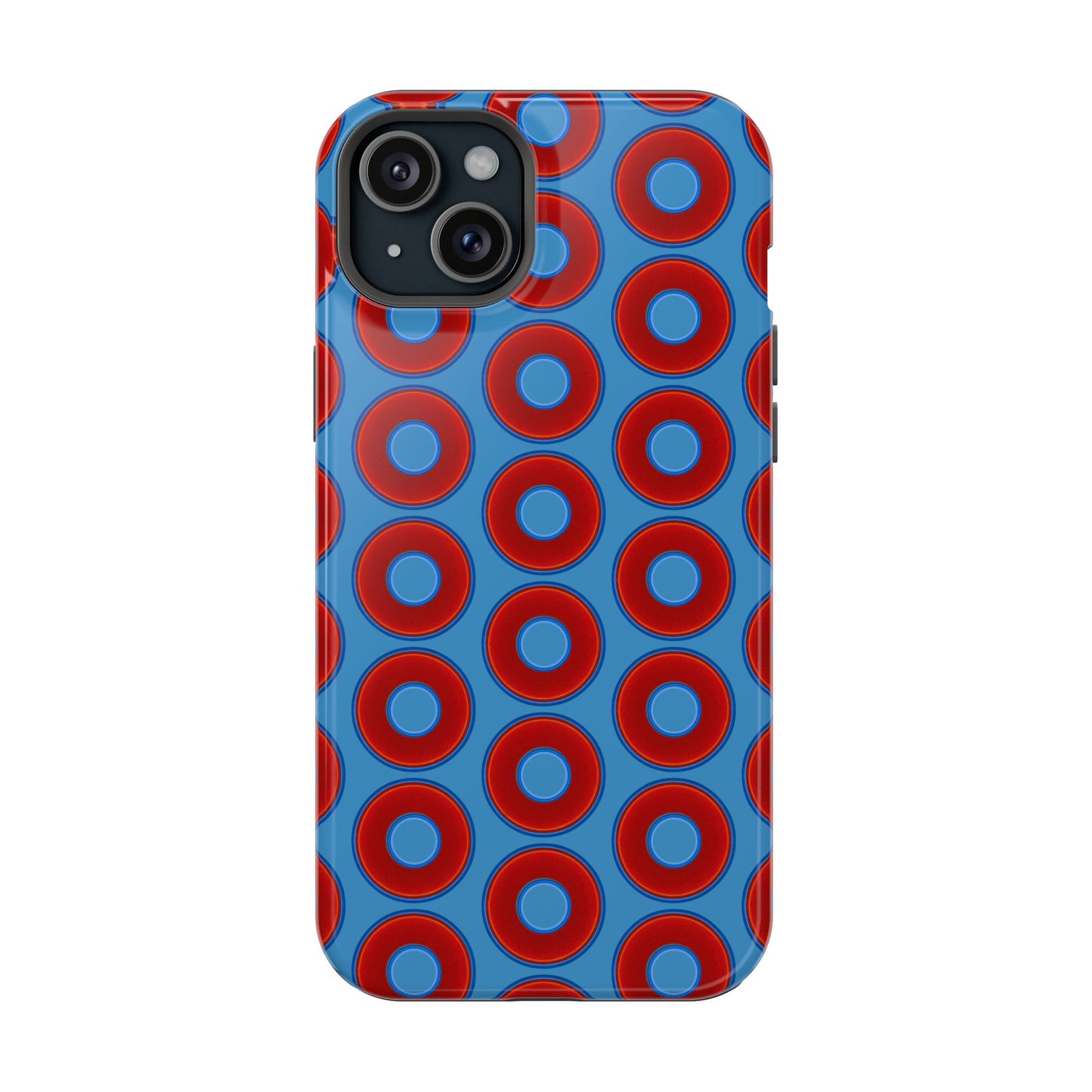 Copy of Magnetic Tough Donut Case - red vivid donut print w/light steel blue background