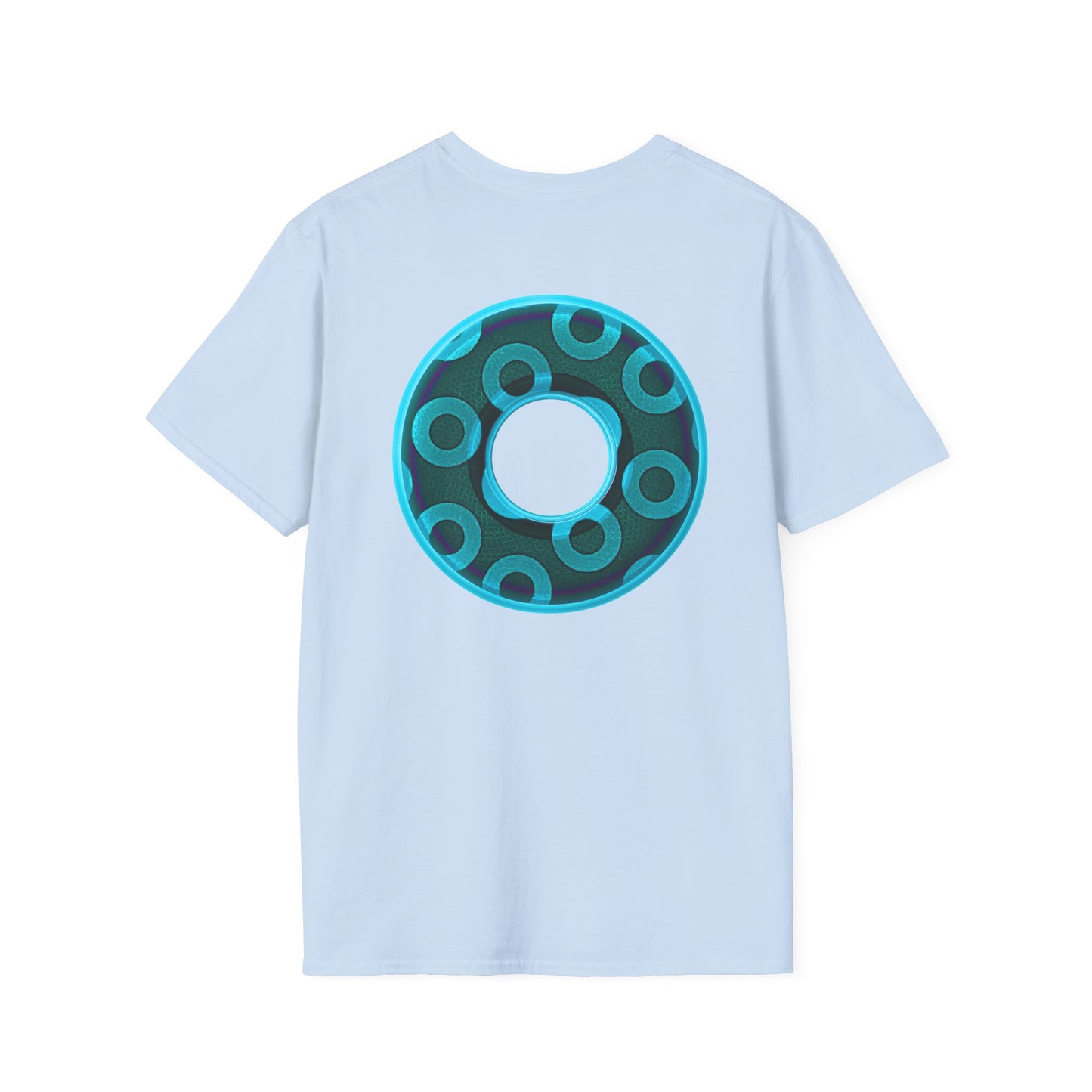 Plain Donuts/Unisex Soft-Style - "Plain Rustic Paradoxical Donuts" - light aquamarine/dark teal donuts