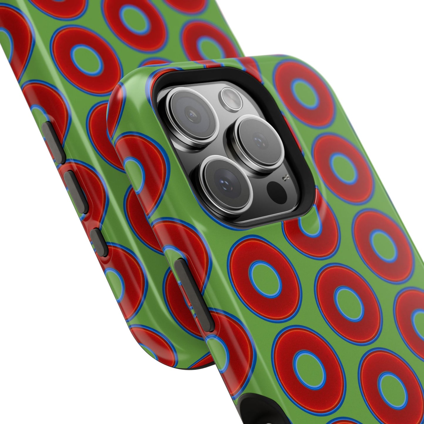 Magnetic Tough Donut Case - red vivid donut print w/light green background