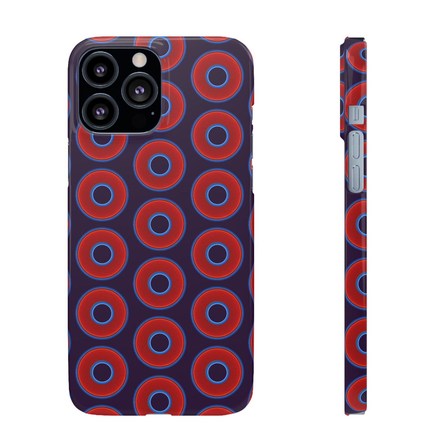 Lumpy Donut Snap Case - red vivid donut print w/midnight purple background