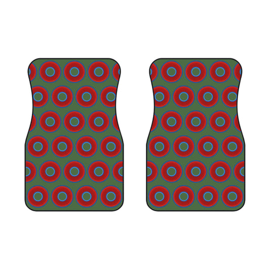 Contacted Car Mats - Set of 2/Front - vivid donut print w/dark green background