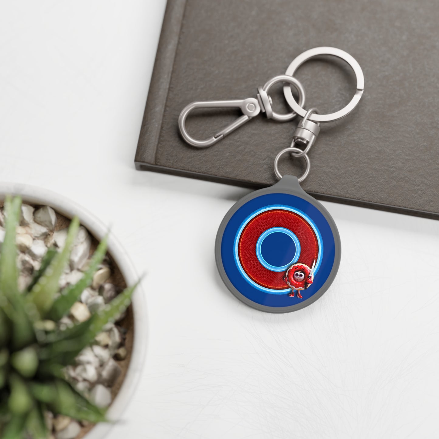 Lumpy Donut Keychain - "My Phriend the Donut" - series 1.0 - - variant 1 - red/blue donut