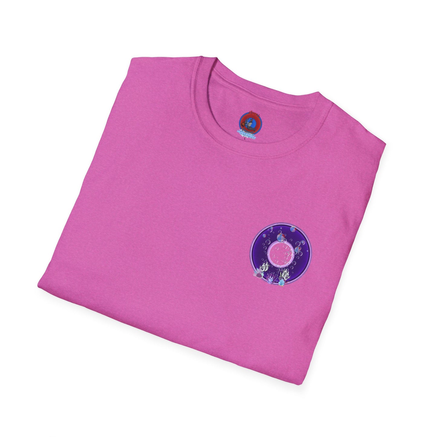 Classic Donut Tee - Unisex Soft-Style - "Sure That Sirens Made This Donut For Me" - vivid dark purple/light purple donut