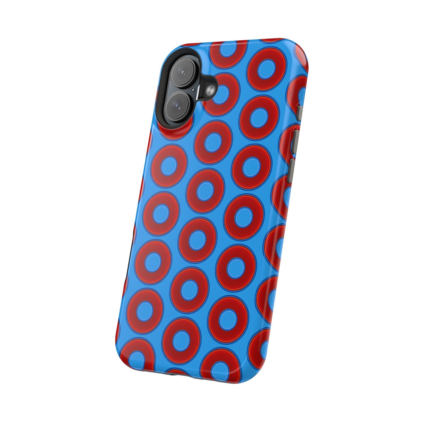 Magnetic Tough Donut Case - red vivid donut print w/sky royal blue background