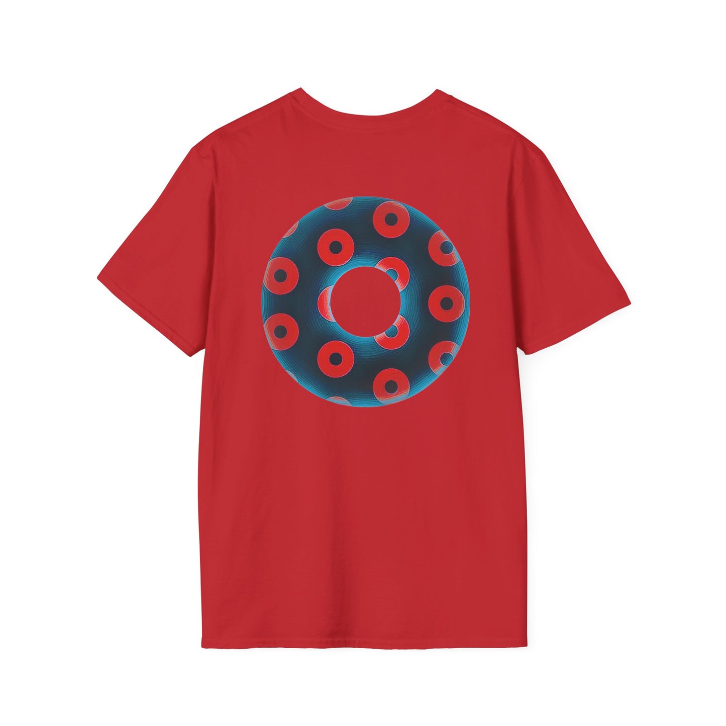 Plain Donuts/Unisex Soft-Style - "Plain Blimpy Paradoxical Donuts" - steel blue/red donuts