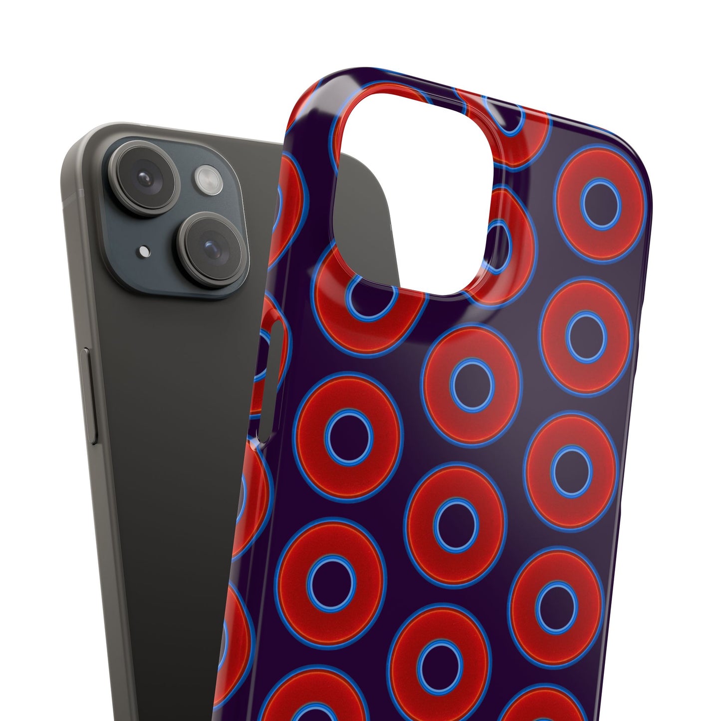 Lumpy Donut Snap Case - red vivid donut print w/midnight purple background