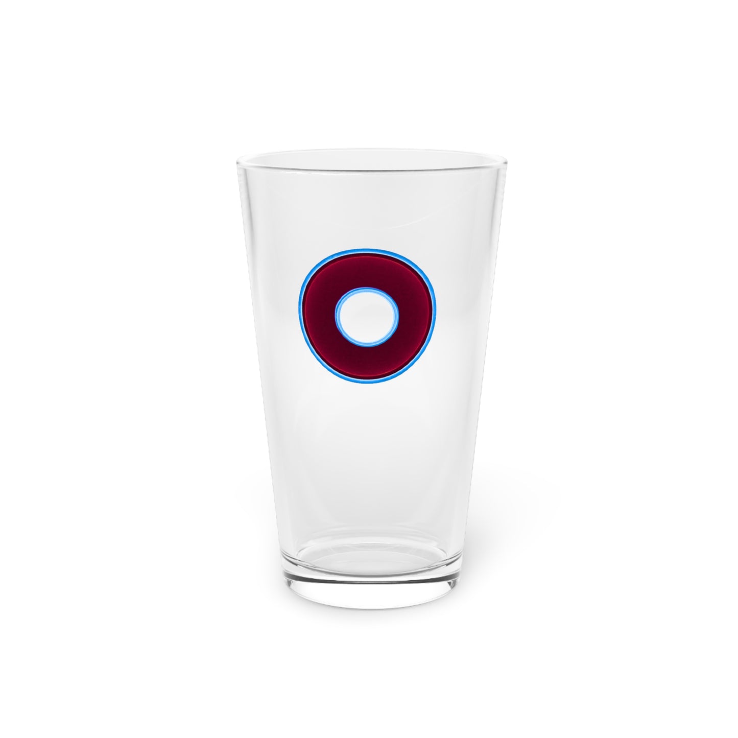 16oz Lumpy Pint Glass - vivid burgundy/light blue donut