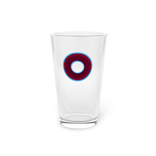 16oz Lumpy Pint Glass - vivid burgundy/light blue donut