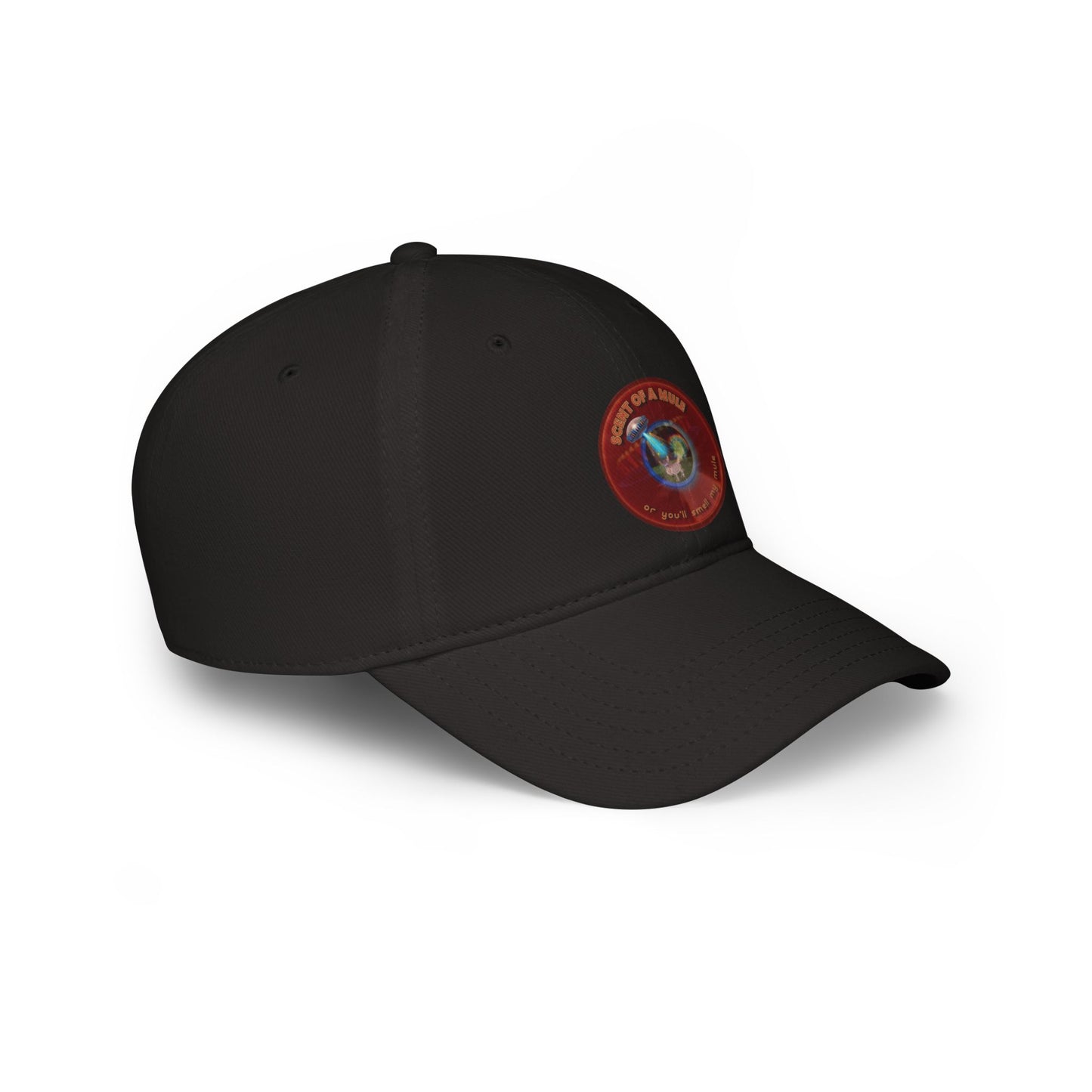 Lumpy Donut Baseball Cap - "Donut Caps? In Tomahawk County?" - variant 4 - vivid red donut w/