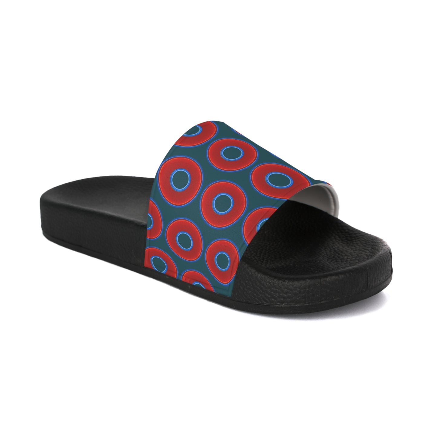 Lumpy Sandals - slip-ons - red vivid donuts w/midnight green background