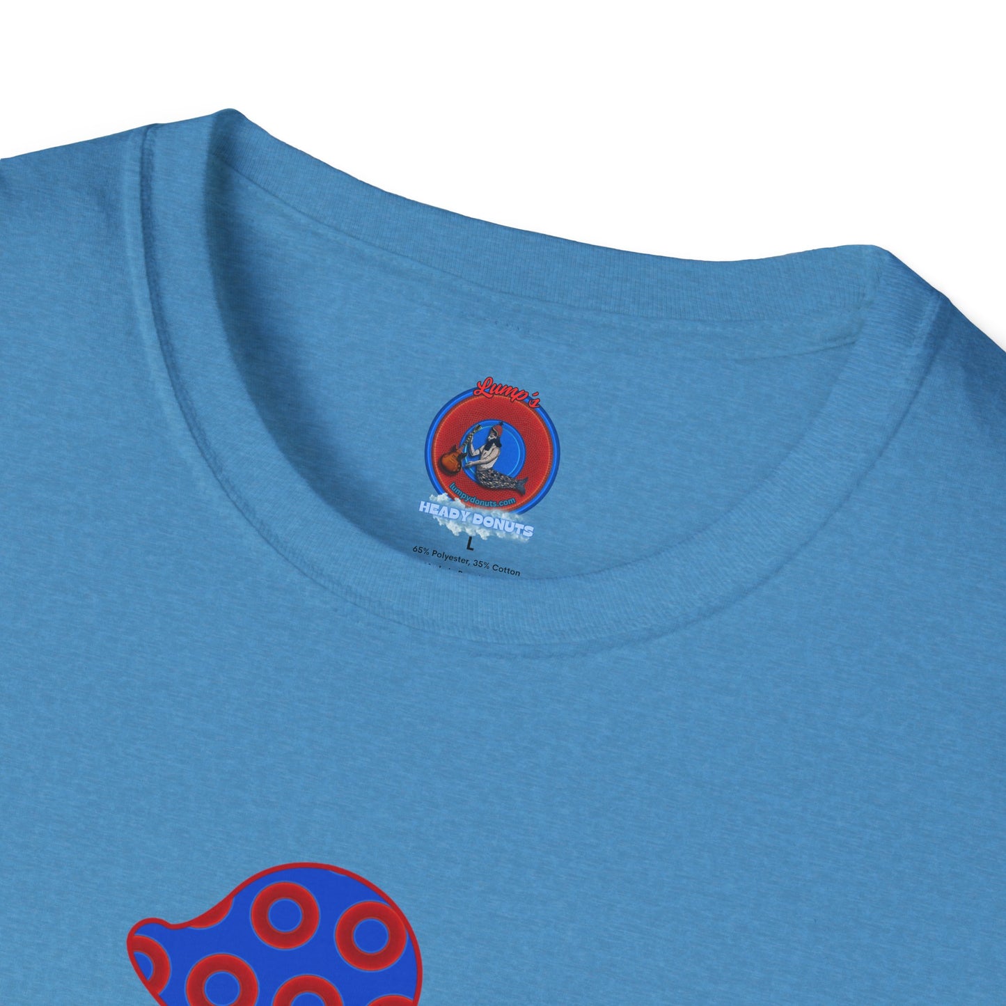 Classic Donut Tee - Unisex Soft-Style - "Rubber Ducky Bath Time Donut" - vivid red/blue donut pattern - variant 3