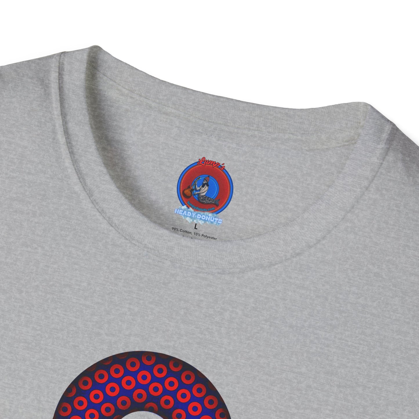 Plain Donuts/Unisex Soft-Style - "Plain Paradoxical Grided Donuts" - red/blue donuts
