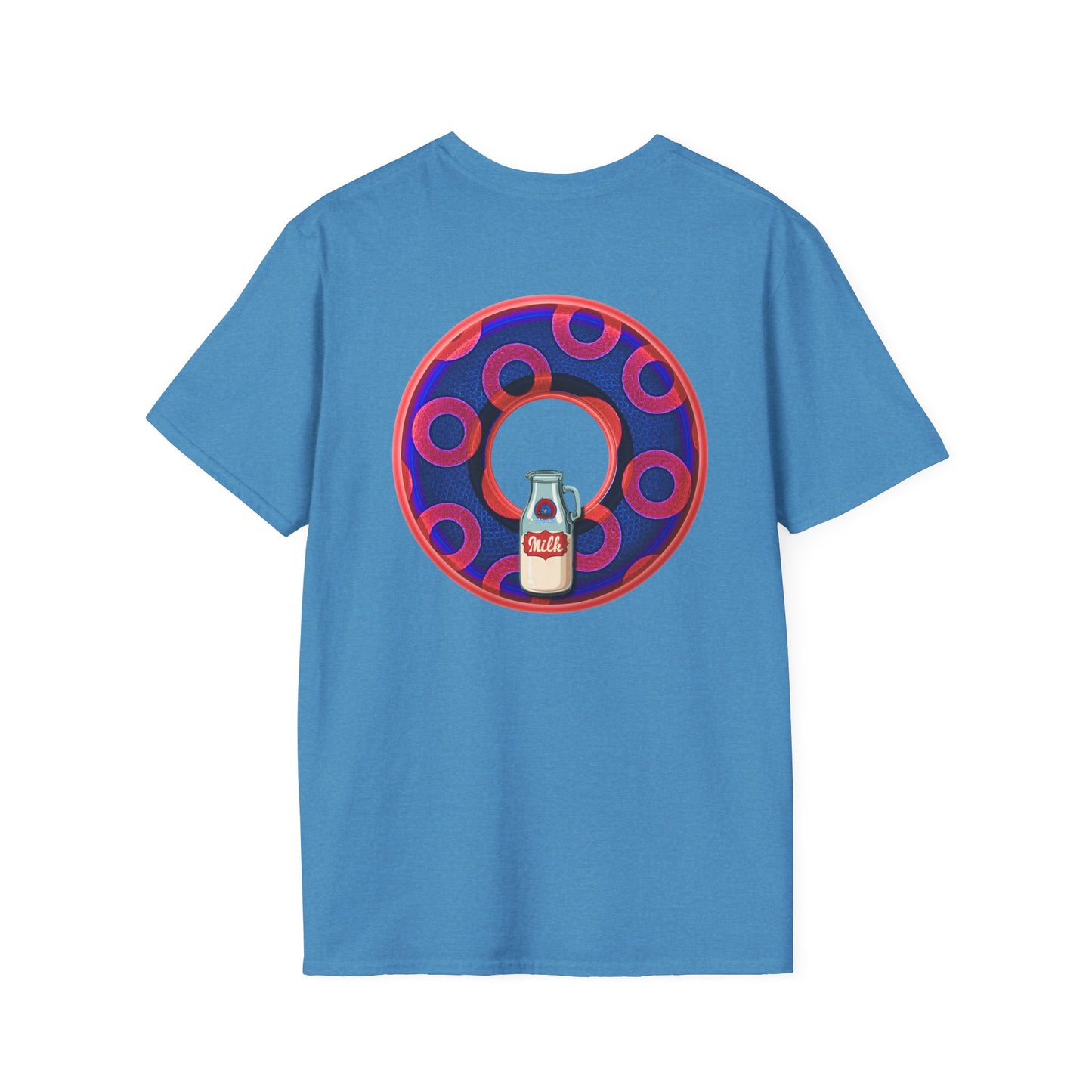 Classic Donut Tee - Unisex Soft-Style - "Wooked Cream - YEMSG Donut " - dark electric blue/red rustic paradox donut - variant 2