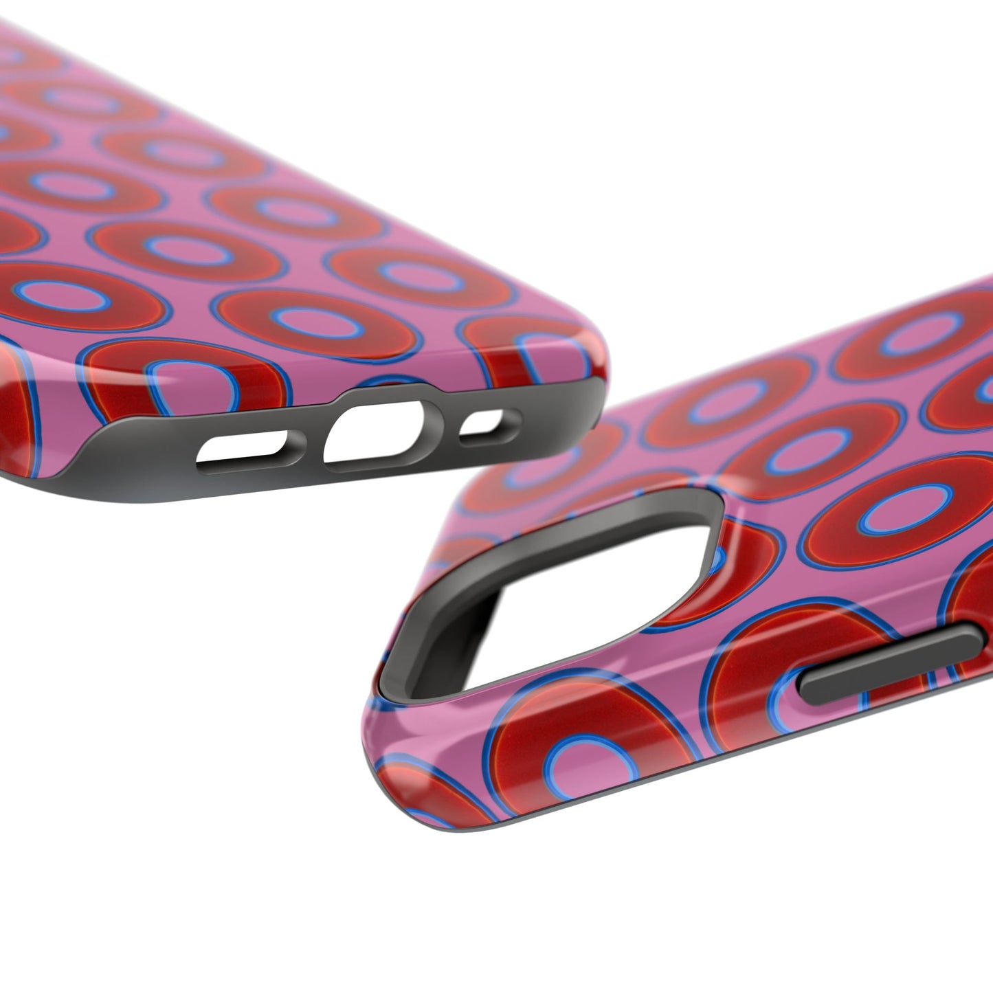 Magnetic Tough Donut Case - red vivid donut print w/pink background