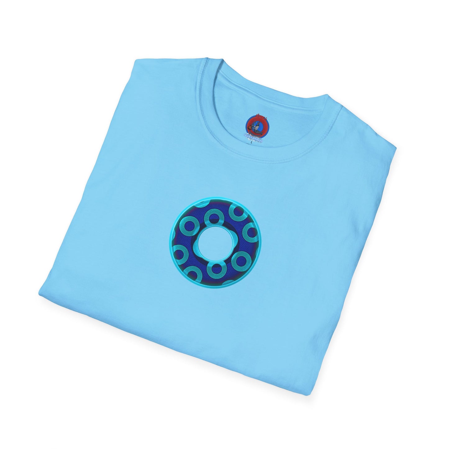 Plain Donuts/Unisex Soft-Style - "Plain Rustic Paradoxical Donuts" - aquamarine/dark blue donuts