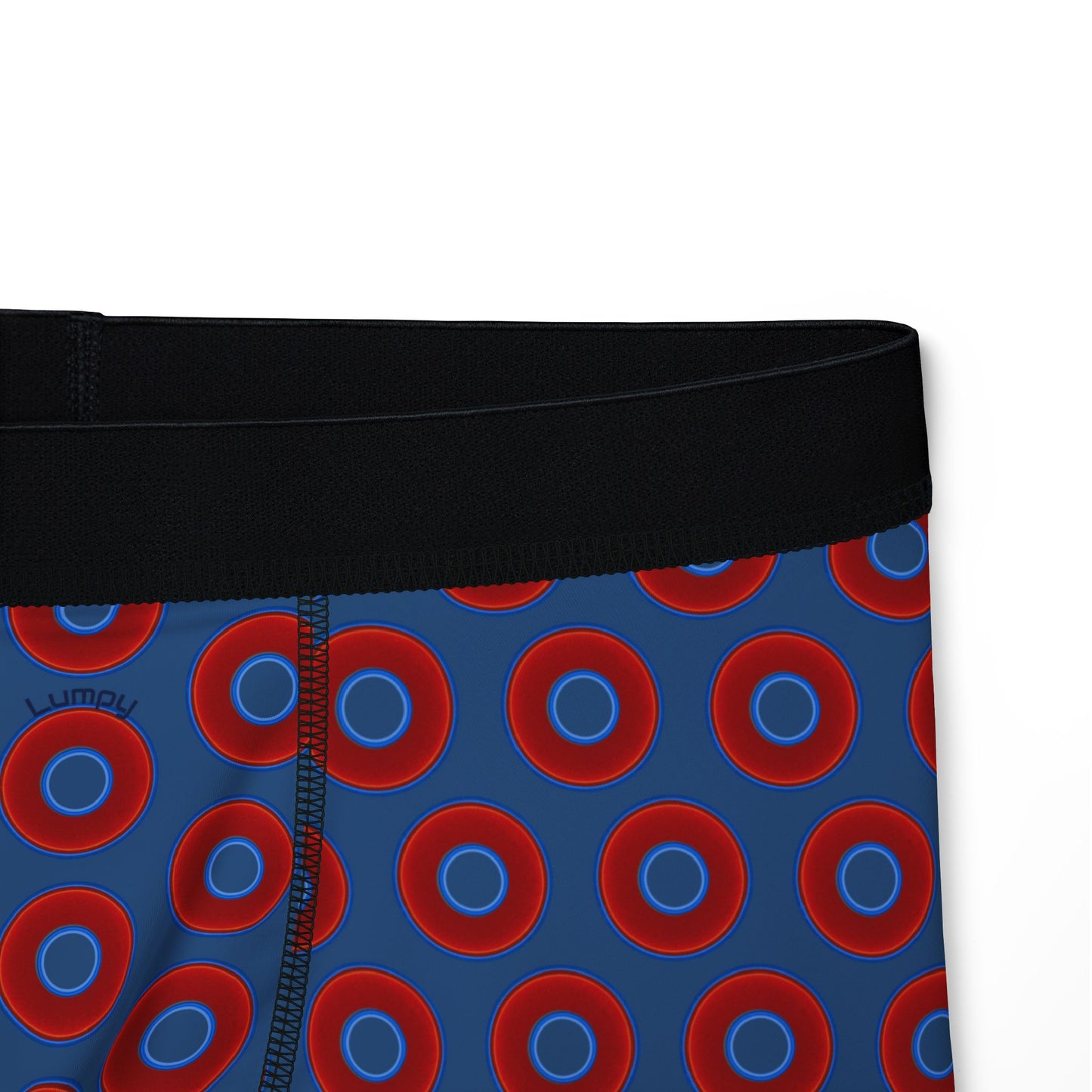 Men's Donut Boxers - red vivid donuts w/light navy blue background