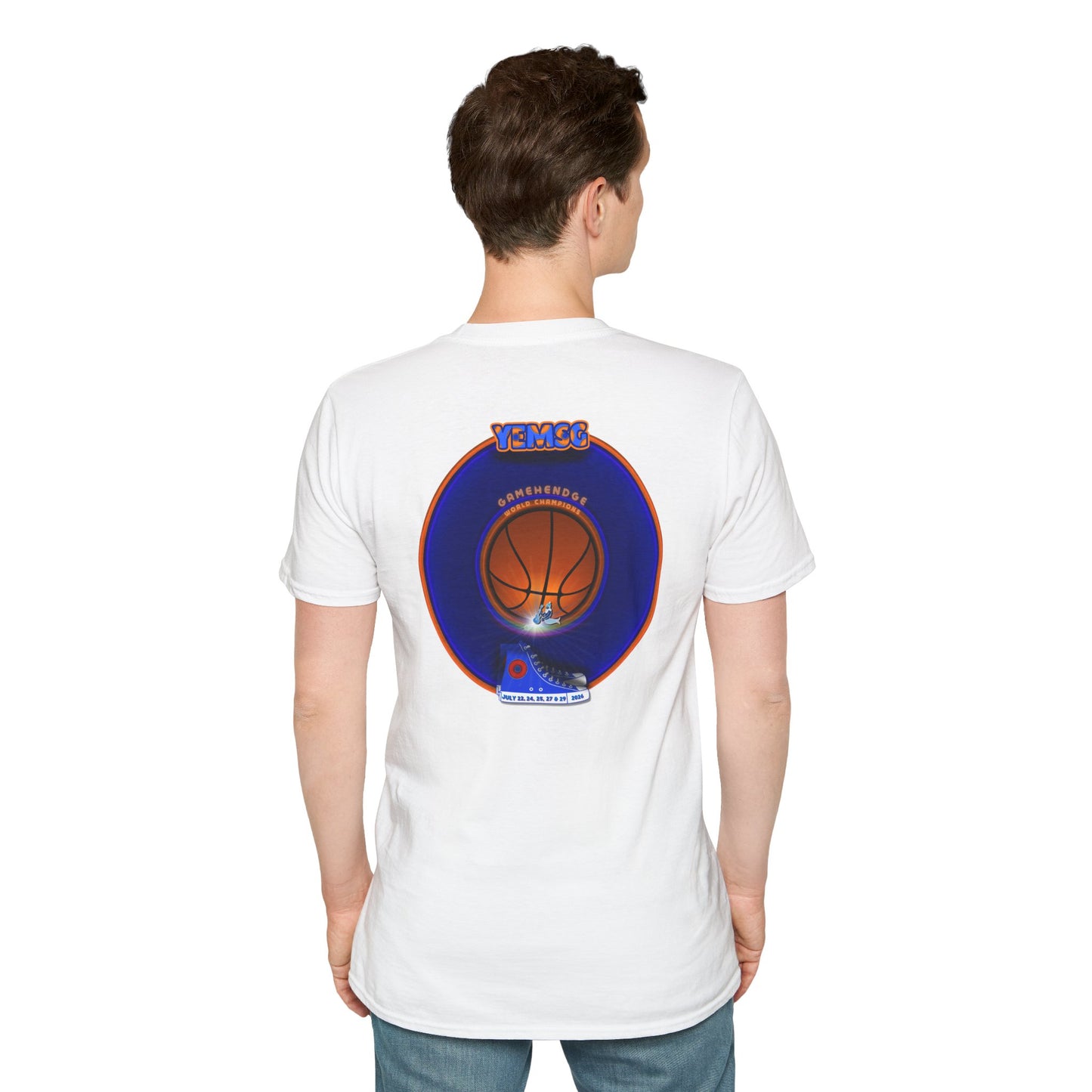 Classic Donut Tee - Unisex Soft-Style - "Diedrich Knickerbocker's Donut" - vivid blue/orange donut - variant 1