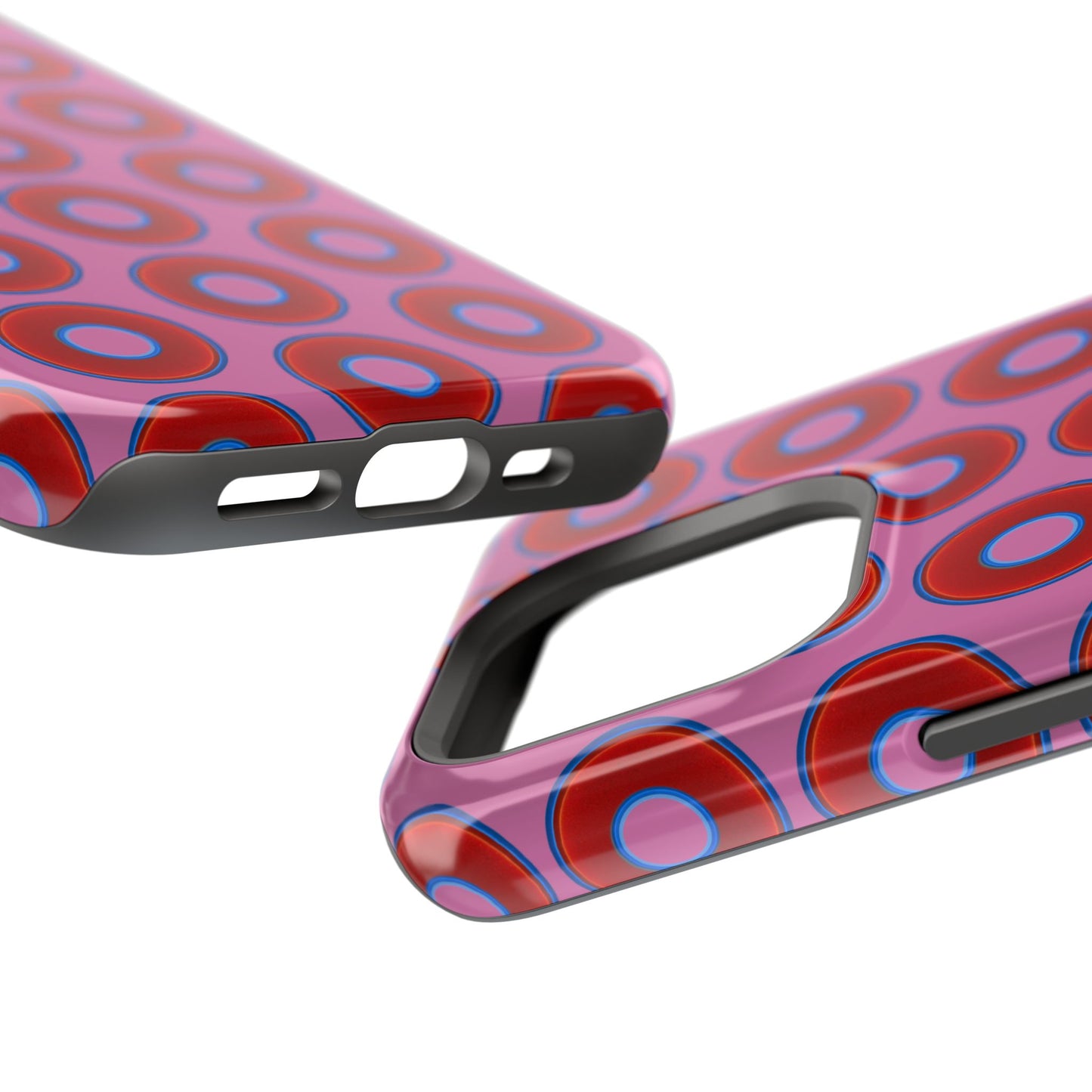 Impact-Resistant Lumpy Donut Case - red vivid donut print w/pink background