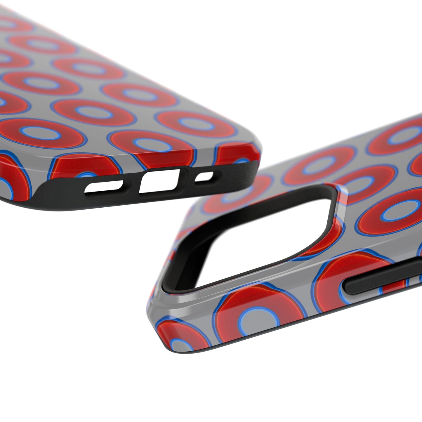 Impact-Resistant Lumpy Donut Case - red vivid donut print w/gray background
