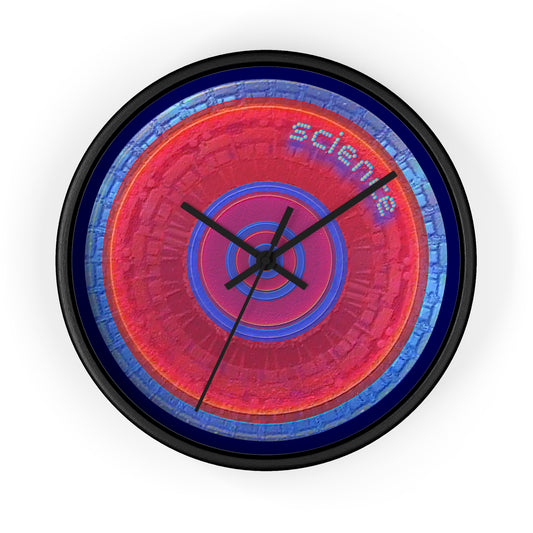 Lumpy Wall Clock - "Scientific Donut" - variant 1 - red tube donut w/navy blue background