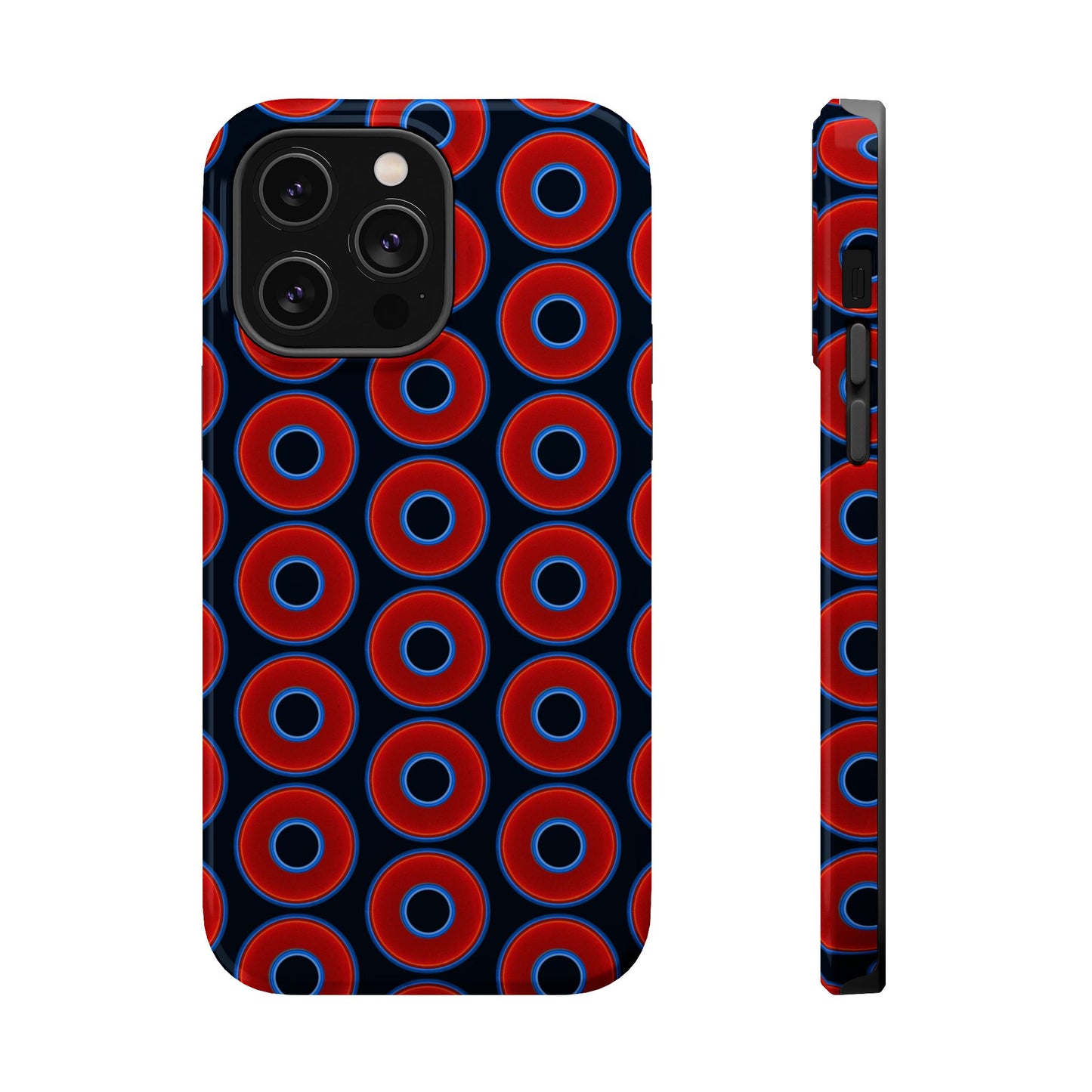 Magnetic Tough Donut Case - red vivid donut print w/blue charcoal background