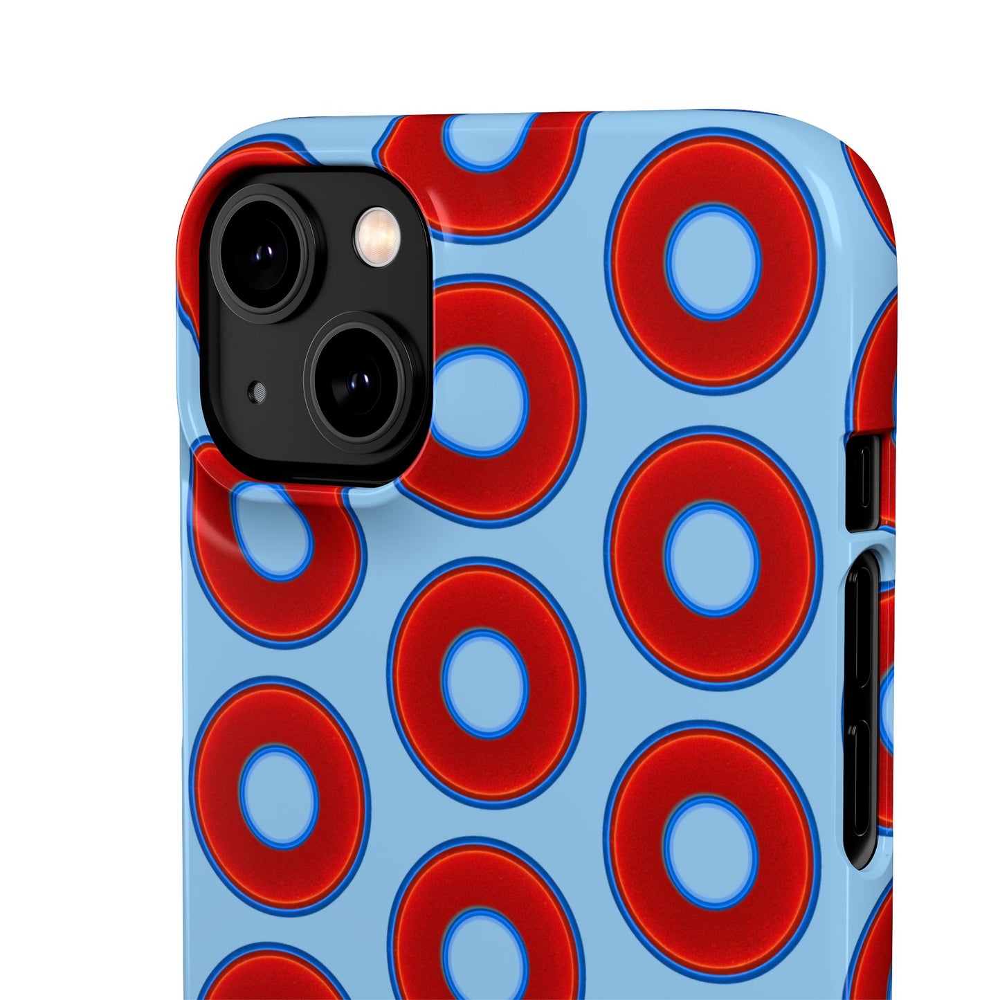 Lumpy Donut Snap Case - red vivid donut print w/sky blue background