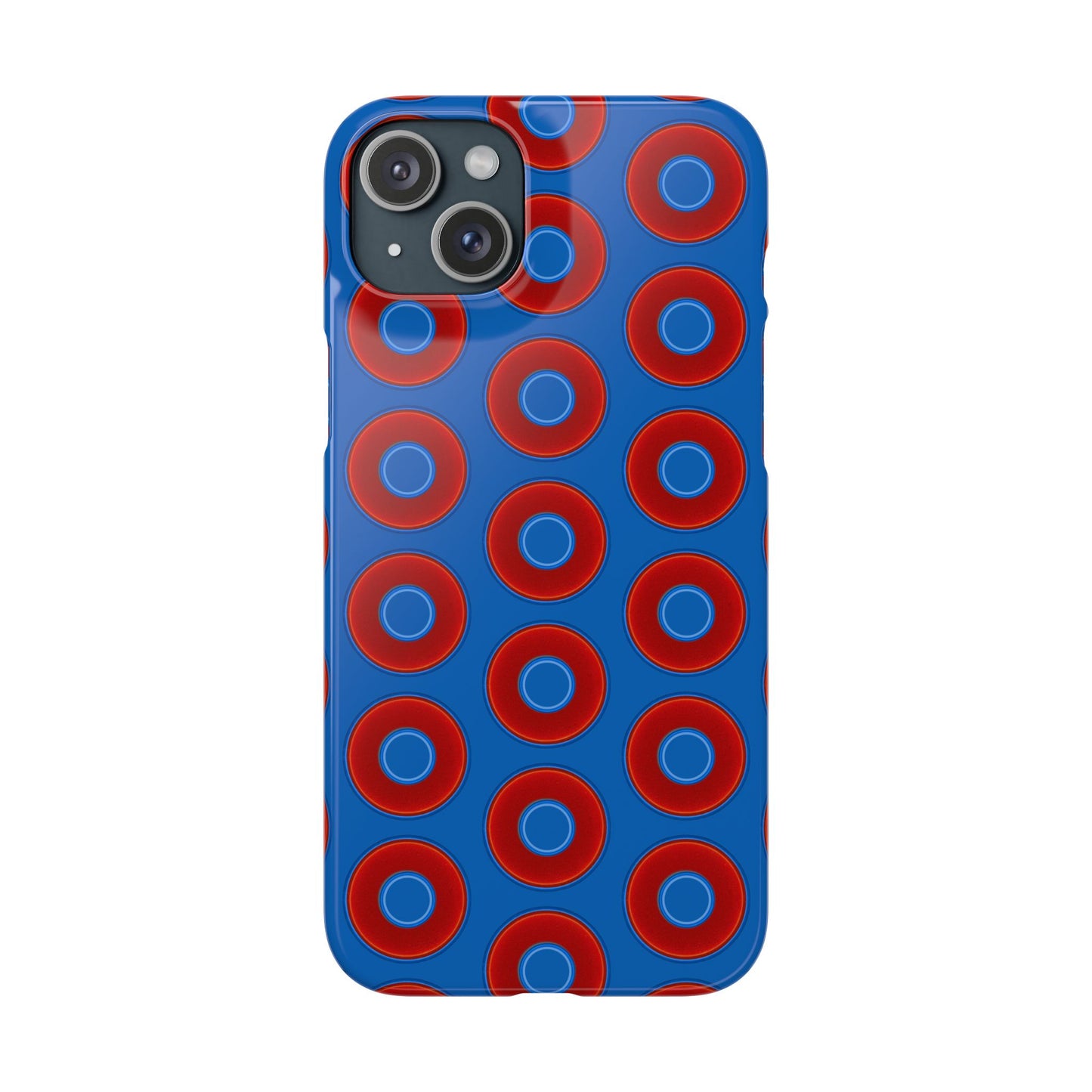 Lumpy Donut Snap Case - red vivid donut print w/dark royal background