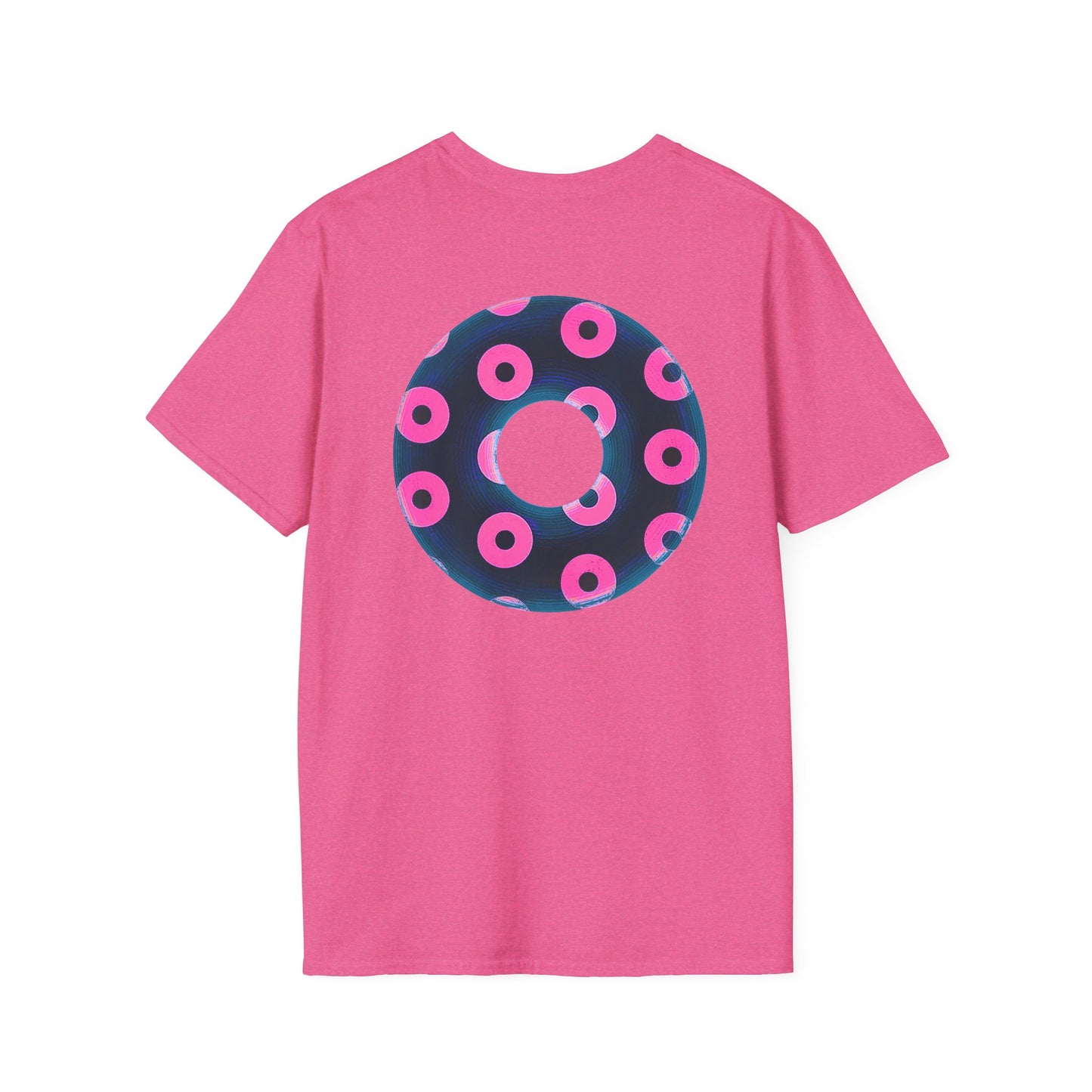 Copy of Plain Donuts/Unisex Soft-Style - "Plain Blimpy Paradoxical Donuts" - dark steel blue/vivid magenta donuts