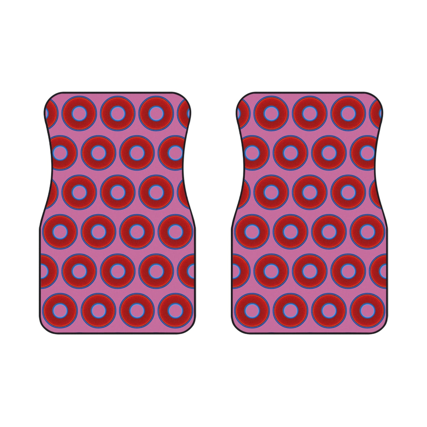 Contacted Car Mats - Set of 2/Front - vivid donut print w/pink background
