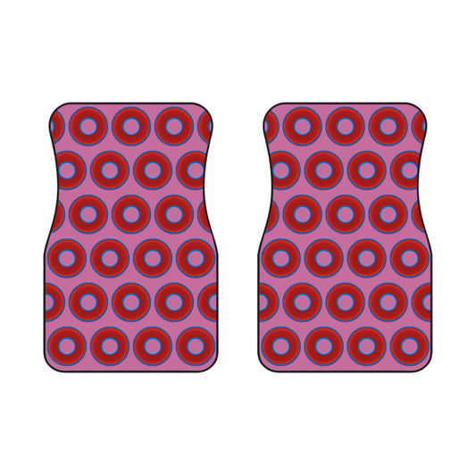 Contacted Car Mats - Set of 2/Front - vivid donut print w/pink background