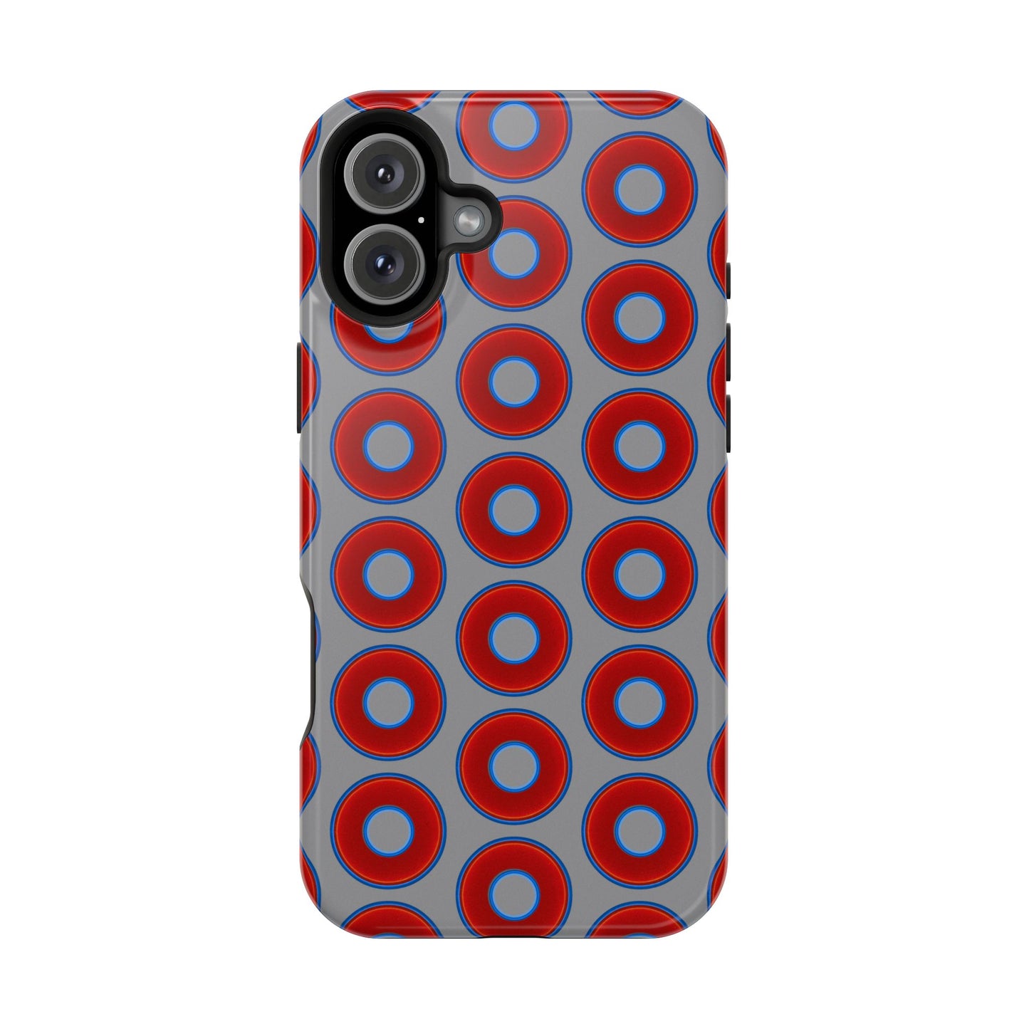 Impact-Resistant Lumpy Donut Case - red vivid donut print w/gray background