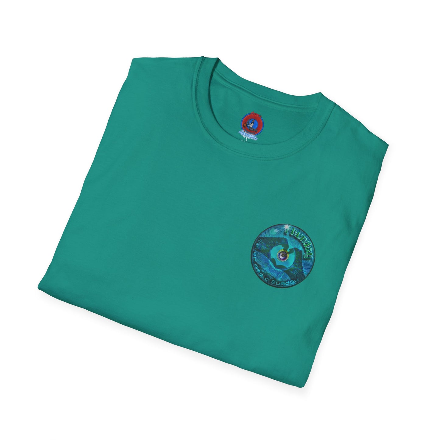 Classic Donut Tee - Unisex Soft-Style - "Sunday Phunday" - series 1.0 - variant 1 - teal donut