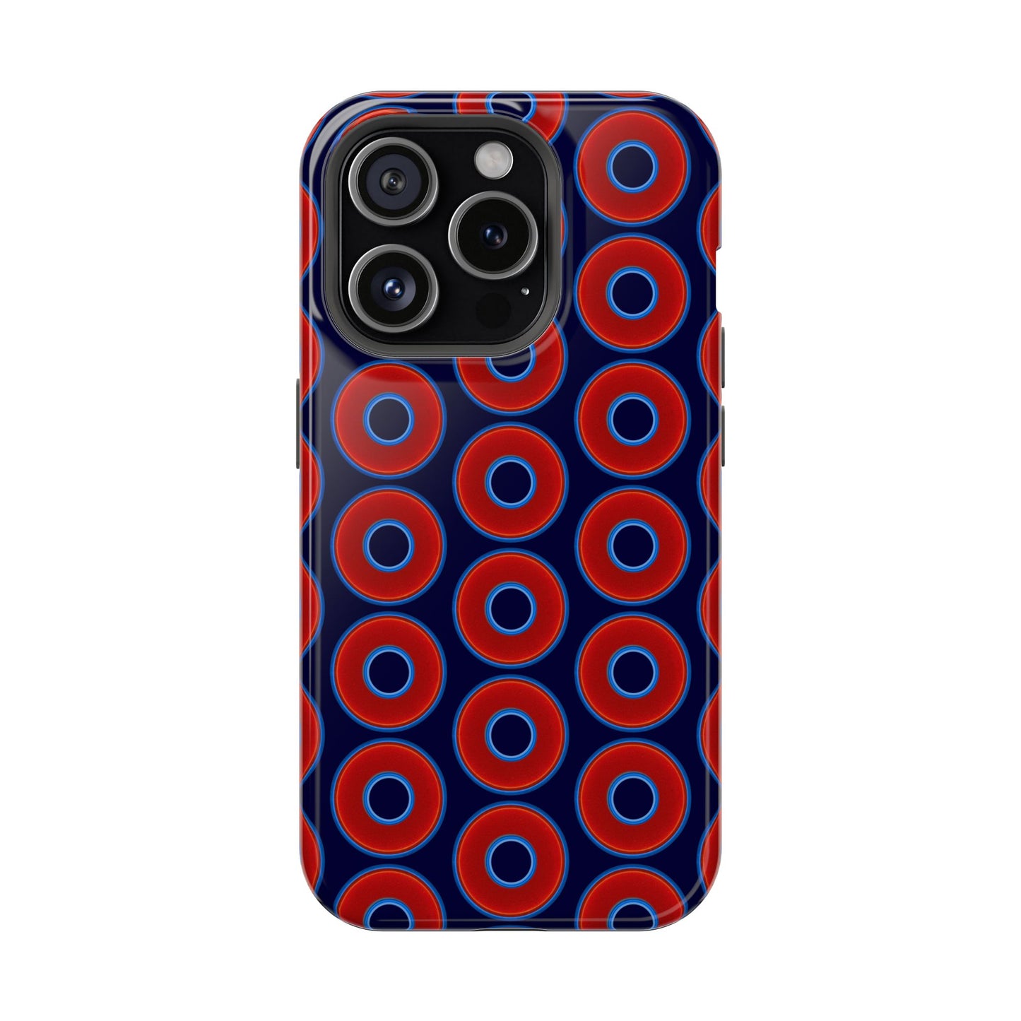 Magnetic Tough Donut Case - red vivid donut print w/midnight blue background