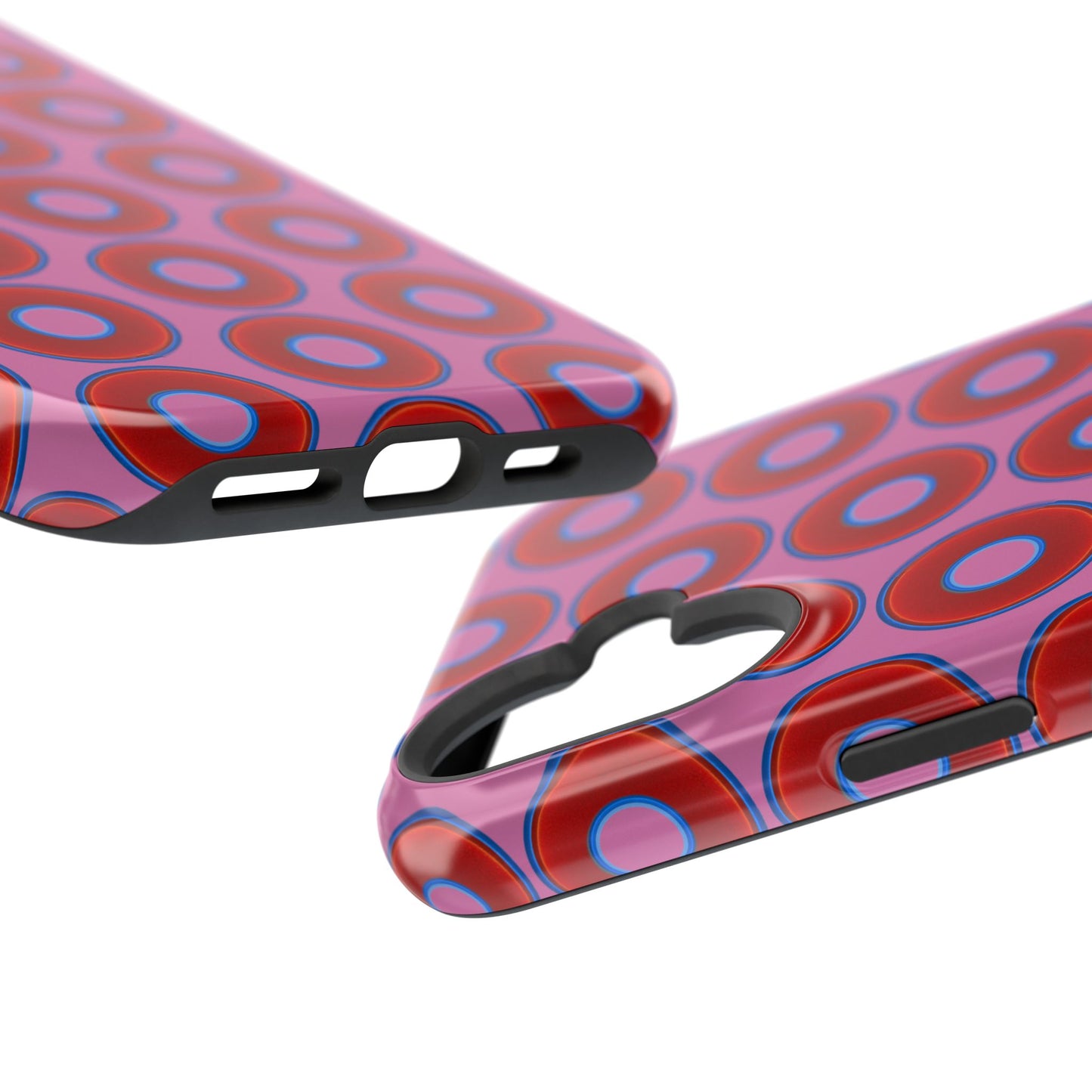 Magnetic Tough Donut Case - red vivid donut print w/pink background