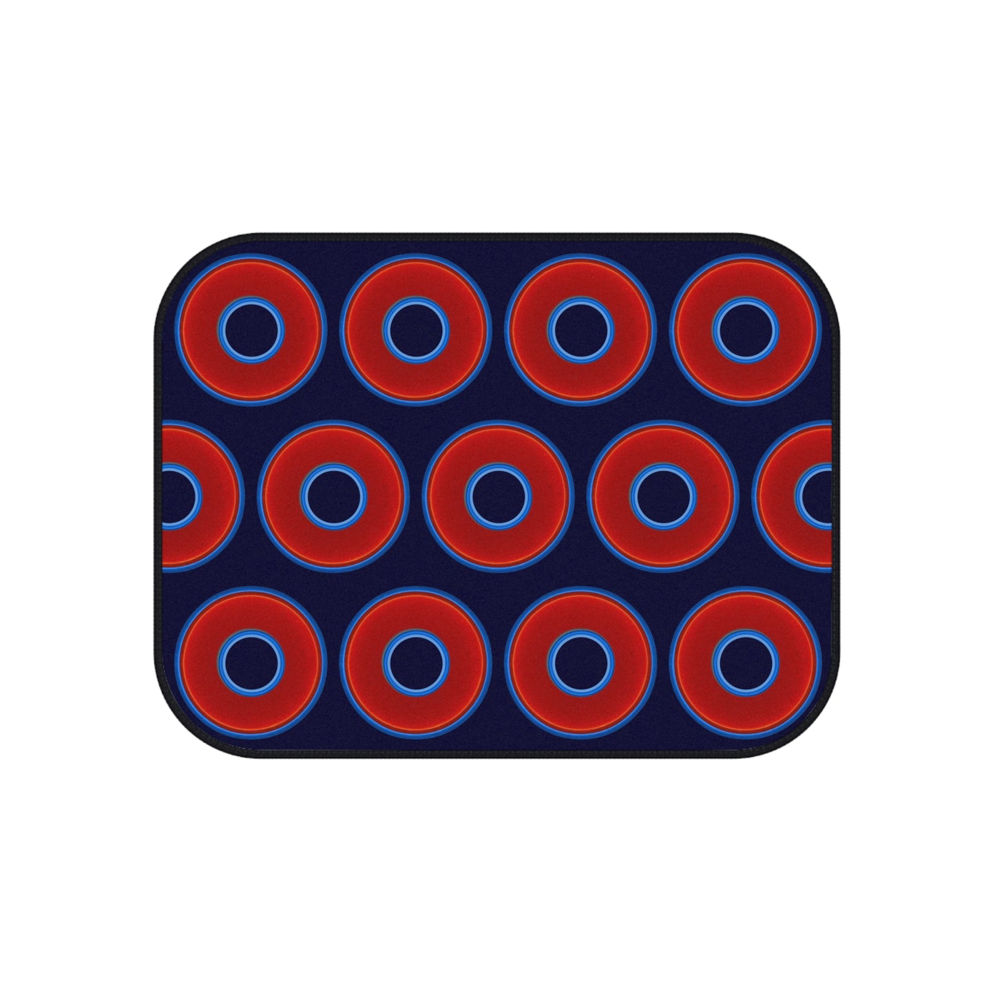 Contacted Car Mats - vivid donut print w/midnight blue background