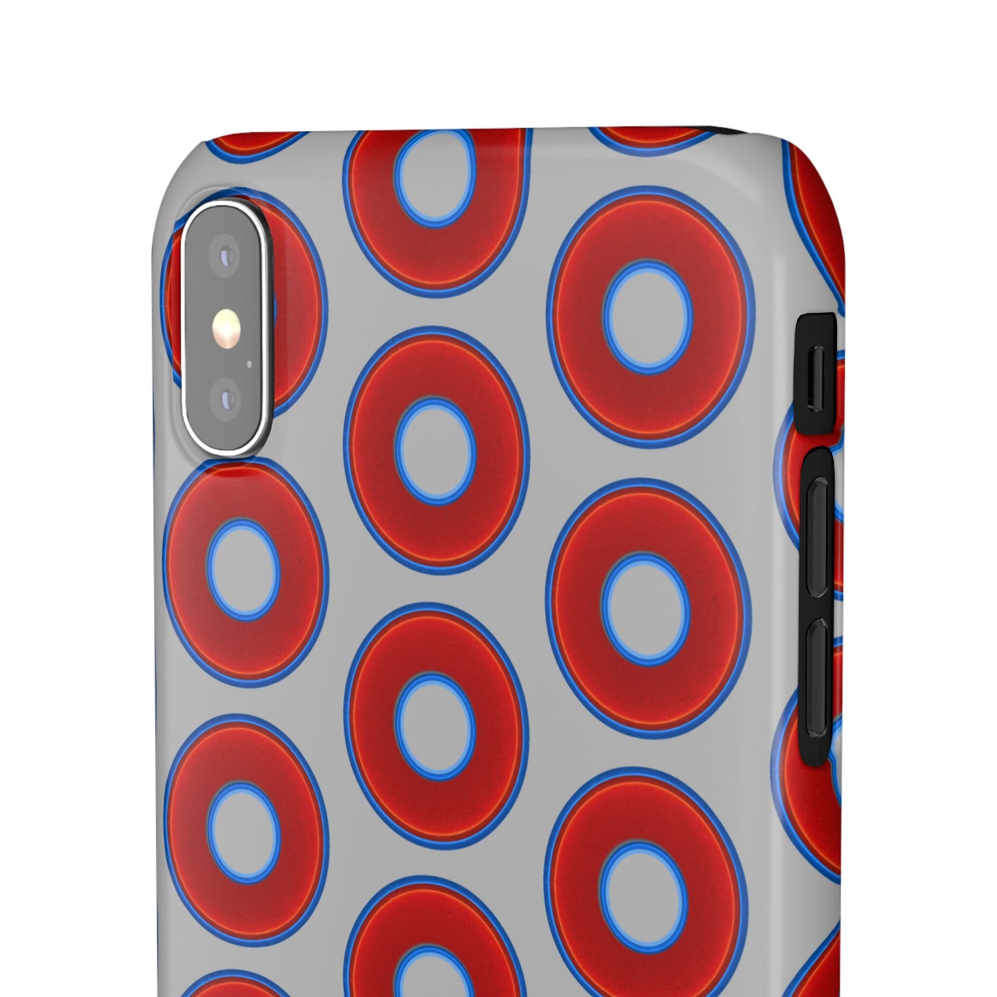 Lumpy Donut Snap Case - red vivid donut print w/light gray background