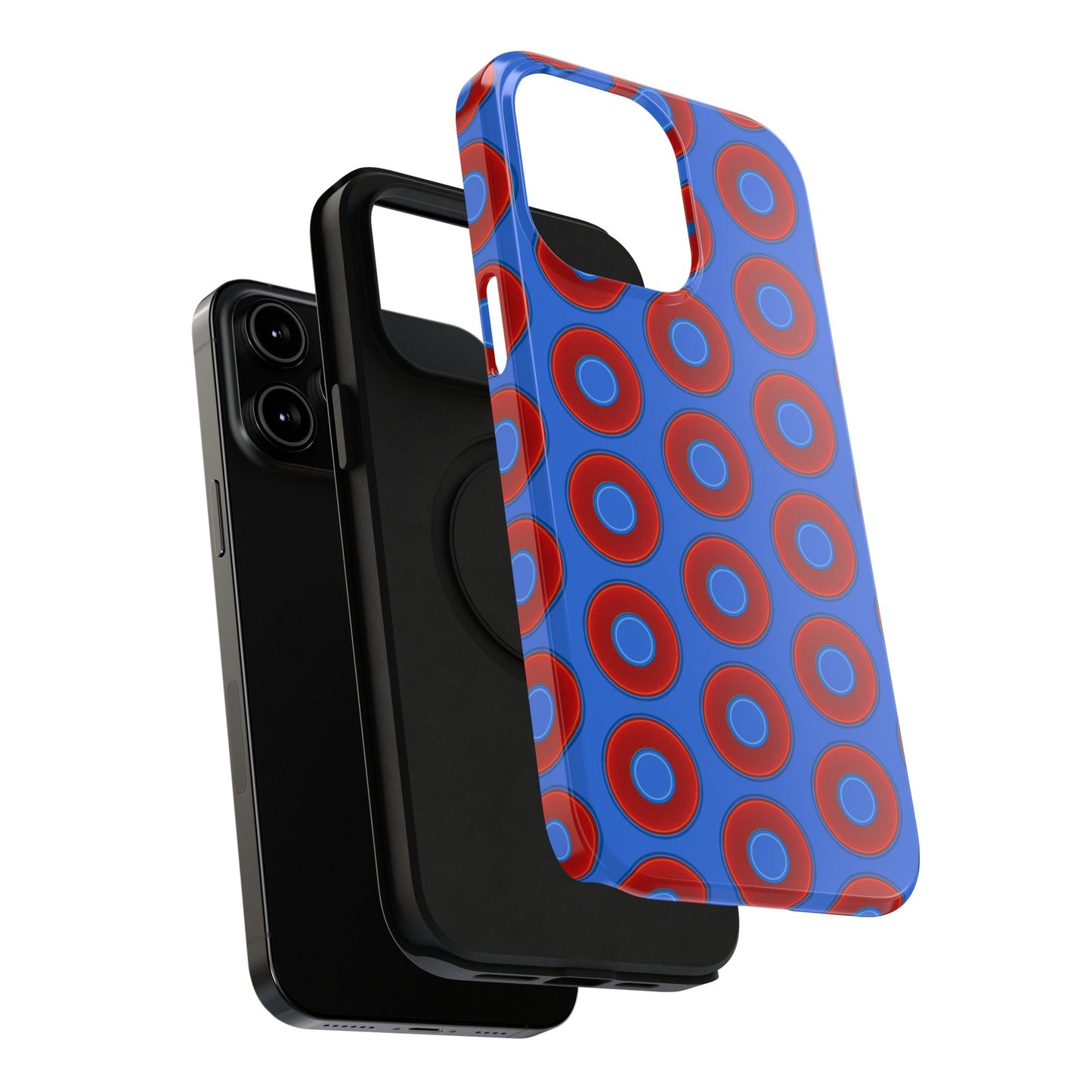 Impact-Resistant Lumpy Donut Case - red vivid donut print w/medium royal blue background