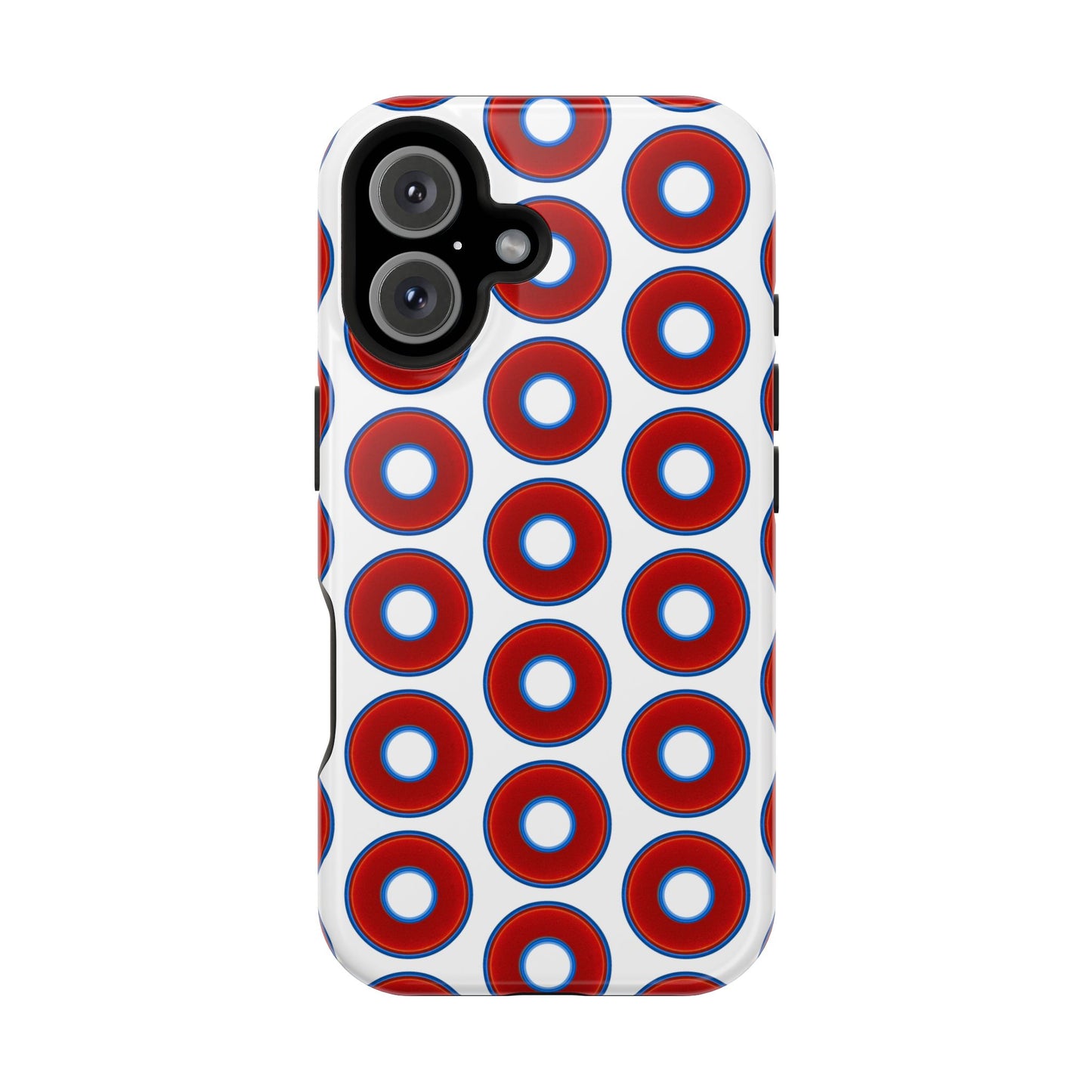 Impact-Resistant Lumpy Donut Case - red vivid donut print w/white background