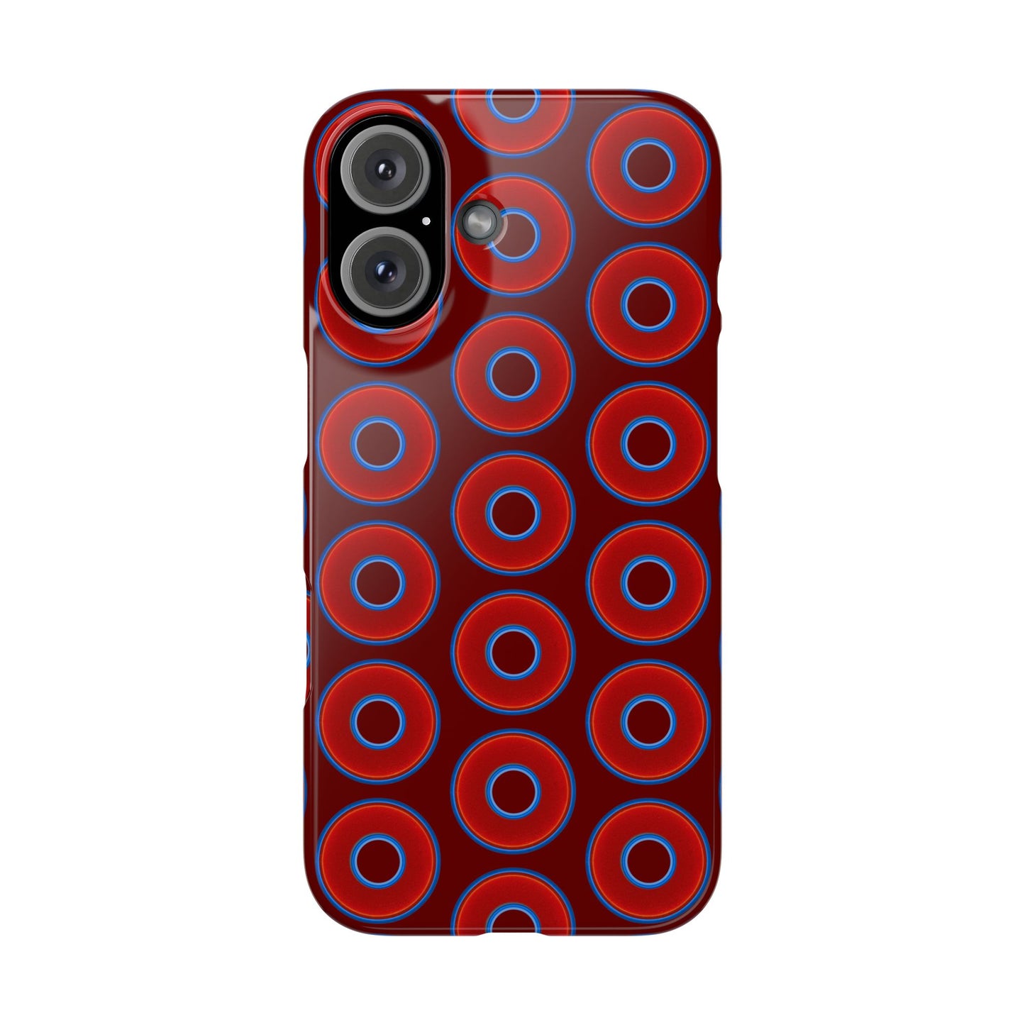 Lumpy Donut Snap Case - red vivid donut print w/dark red background