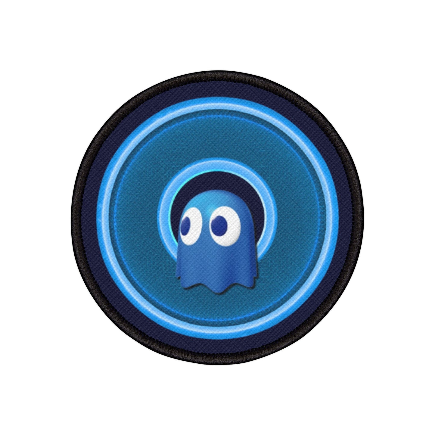 Iron-On Donut Patch - "The Story of the Donut Patch" - rustic blue/light blue donut - variant 2