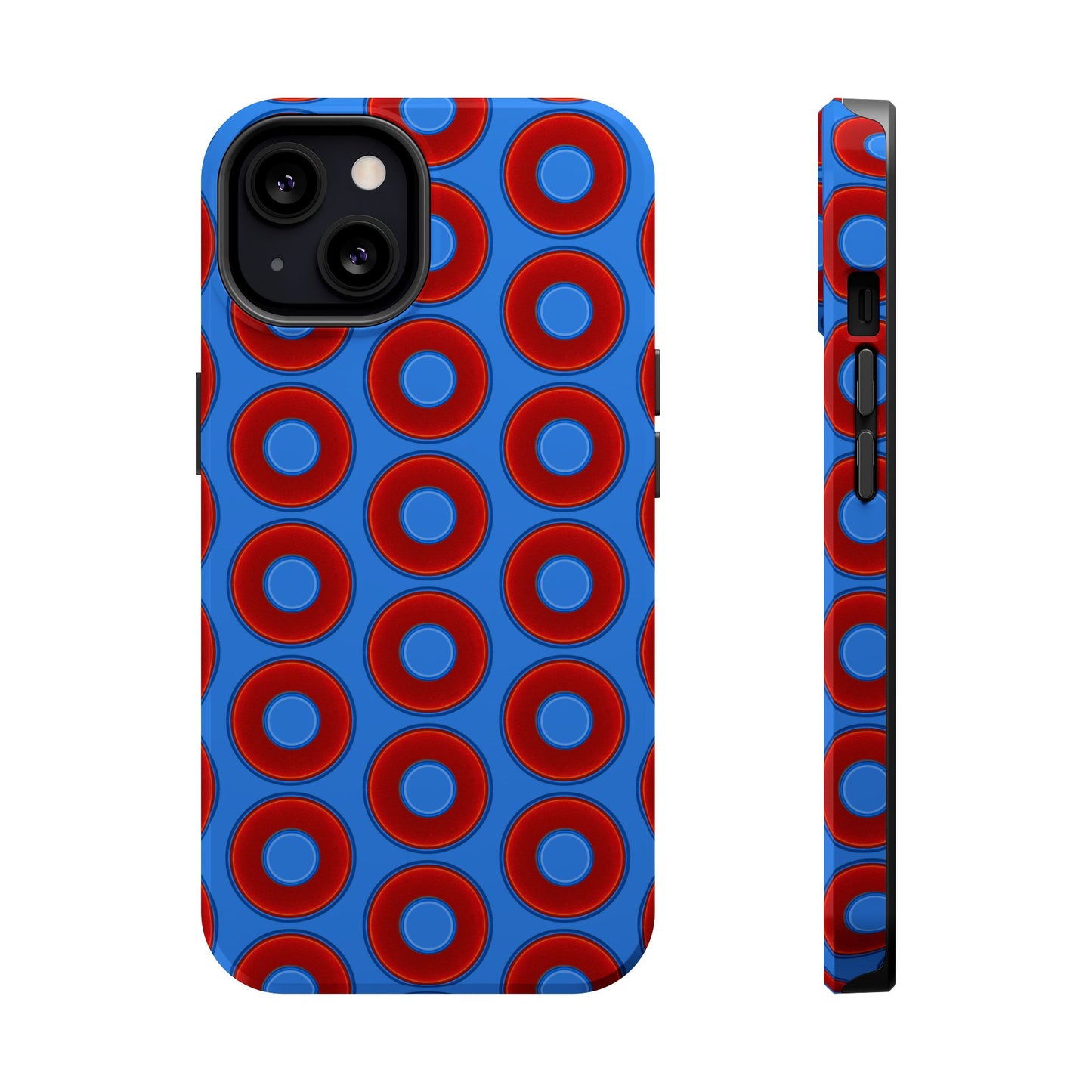 Magnetic Tough Donut Case - red vivid donut print w/light royal blue background