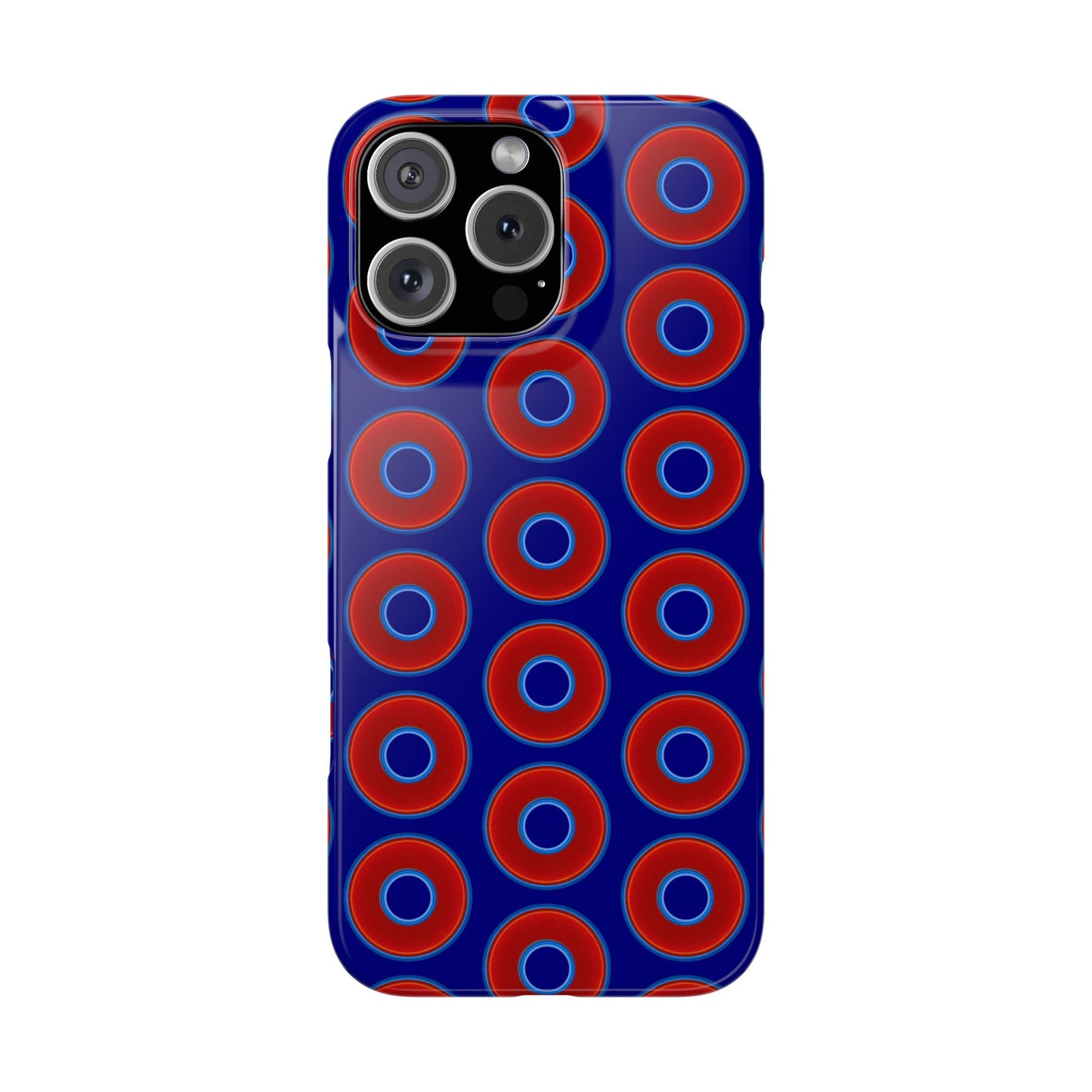 Lumpy Donut Snap Case - red vivid donut print w/vivid navy blue background