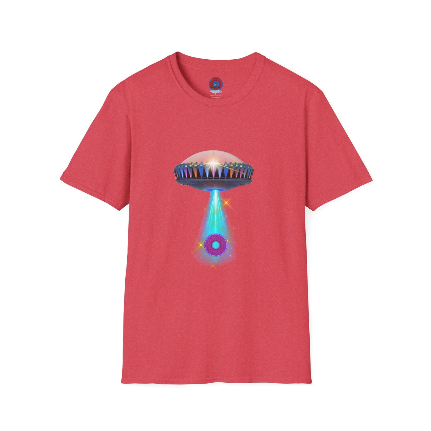 Classic Donut Tee - Unisex Soft-Style - "Donuts now Served on the Mothership" - series 1.0  - variant 6  - tractor-beamed donut